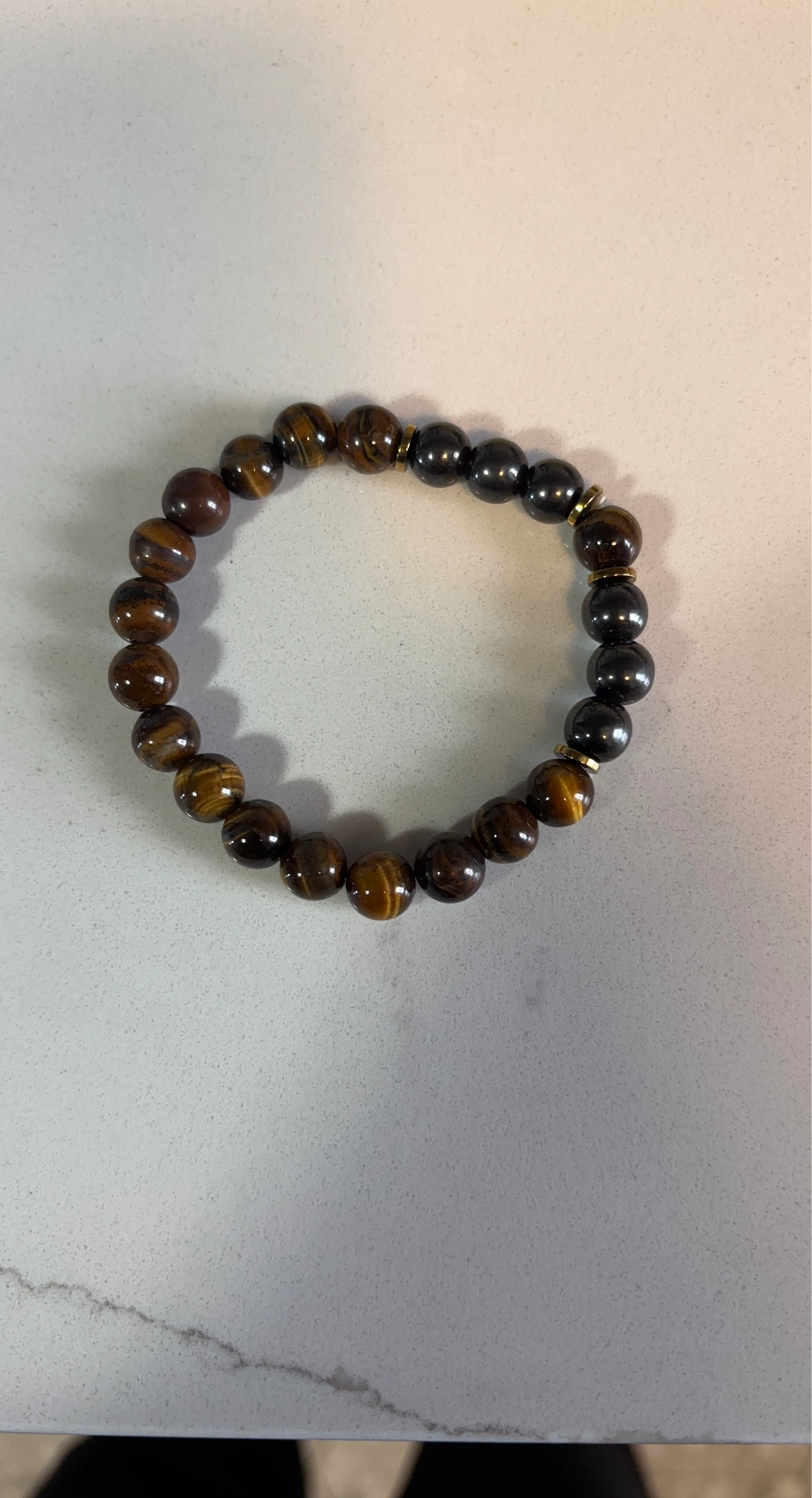 Tiger Eye and Hematite Beaded Bracelet