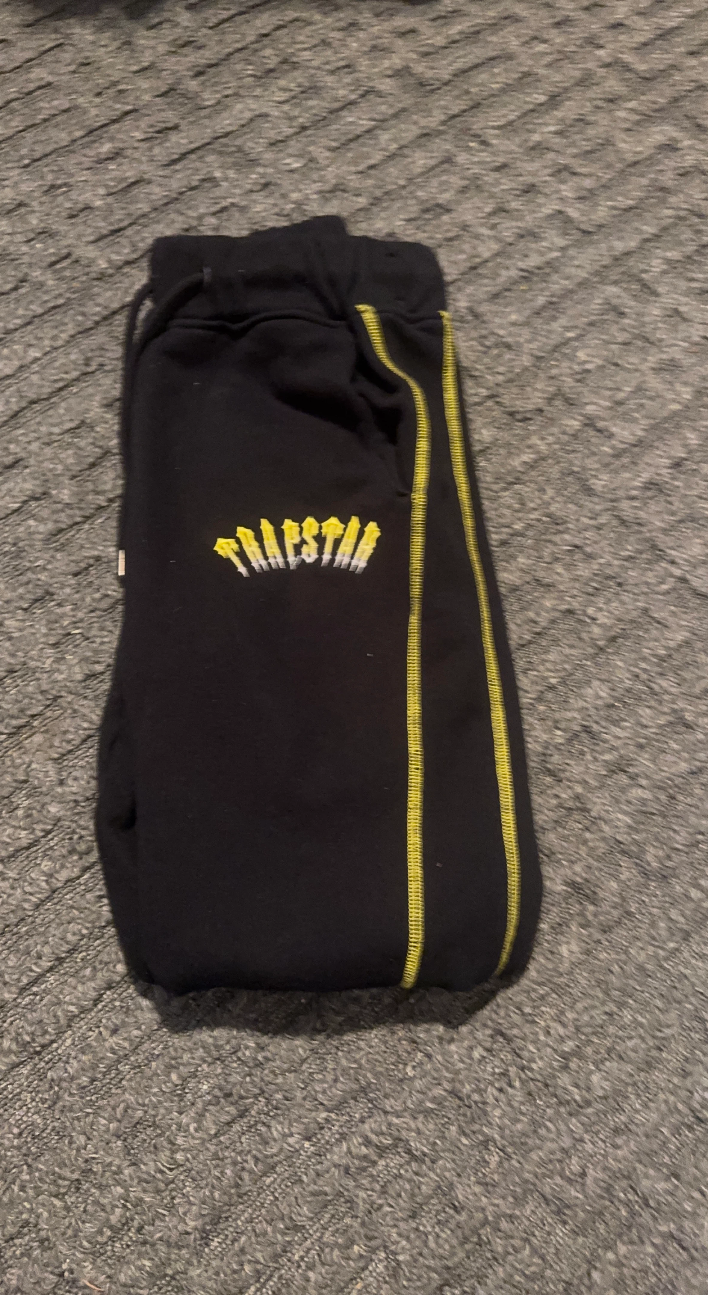 Trapstar Black Joggers with Yellow Piping