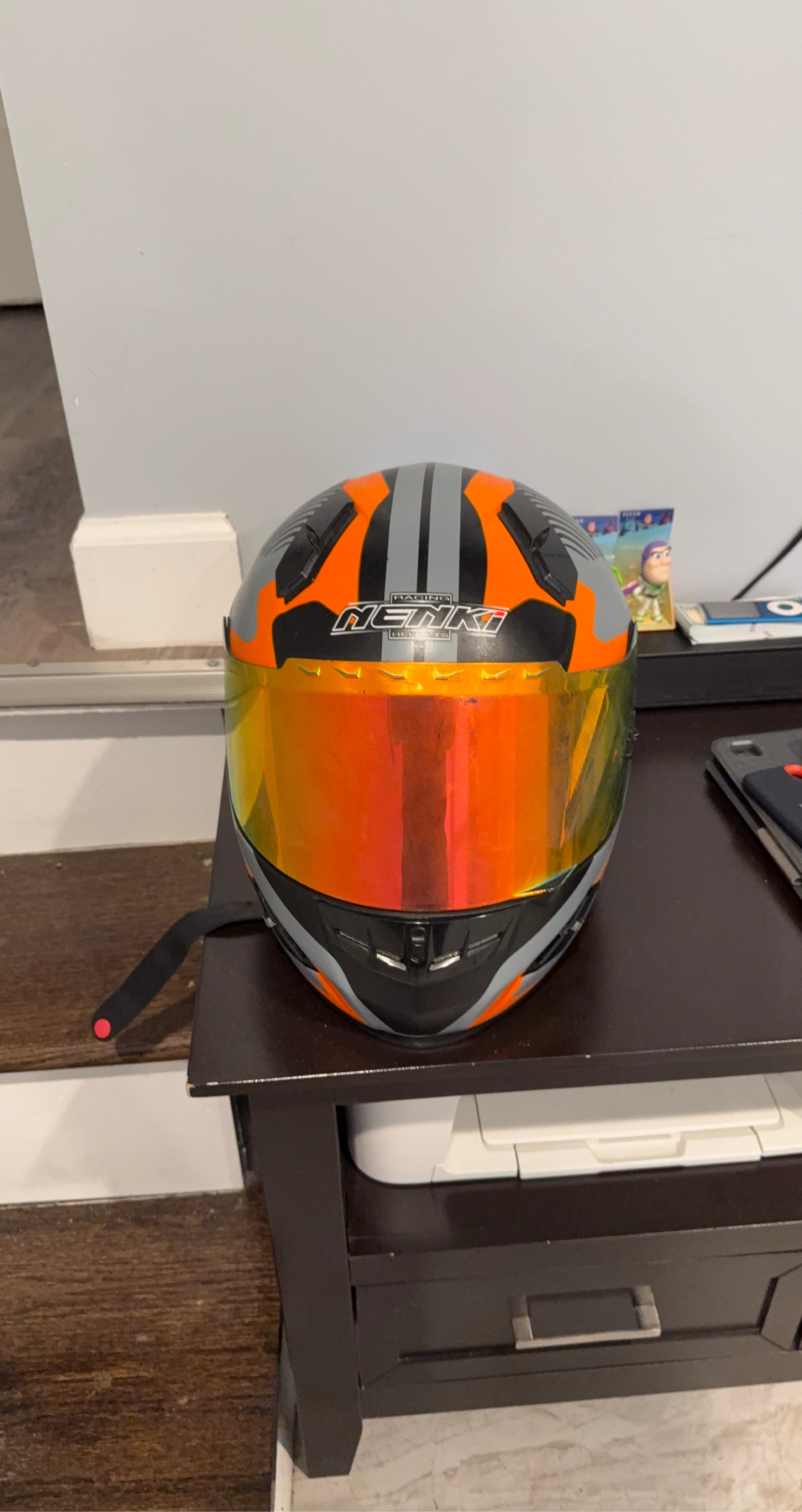 NENKI Motorcycle Helmet Orange/Grey with Mirrored Visor - photo 2