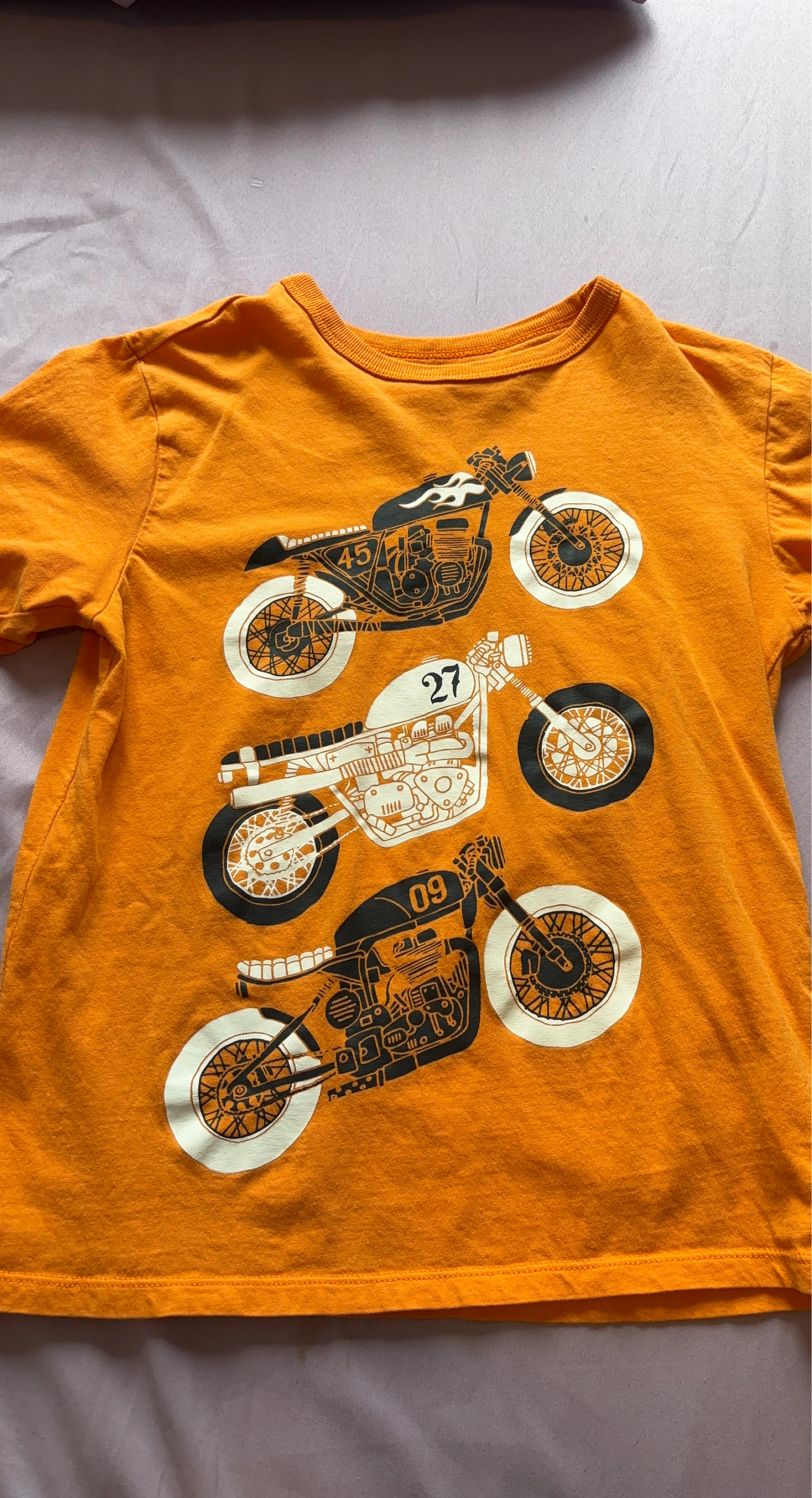 The Children's Place Orange Motorcycle T-Shirt Size 7/8