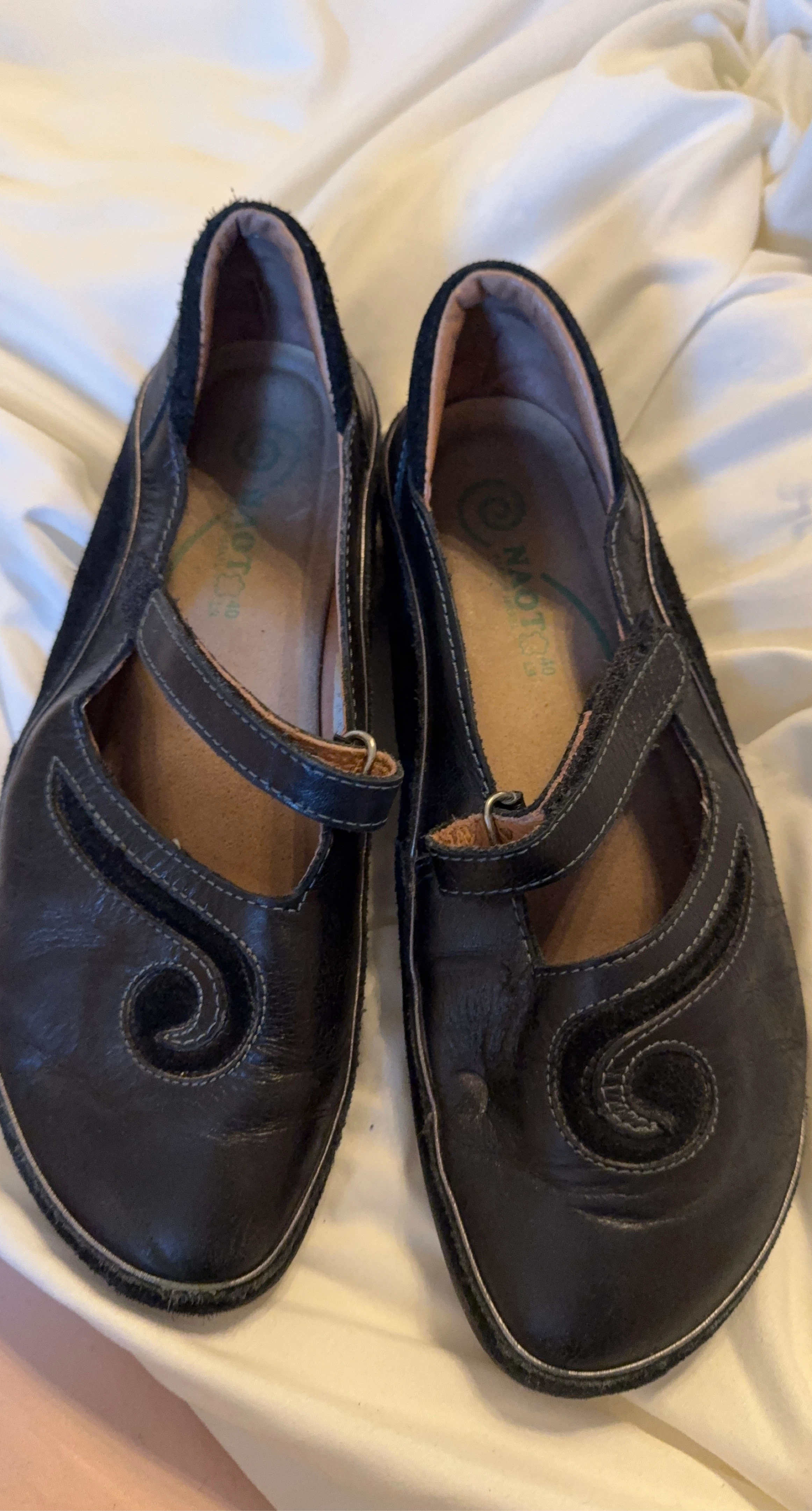 Naot Black Leather Mary Jane Shoes Size 40