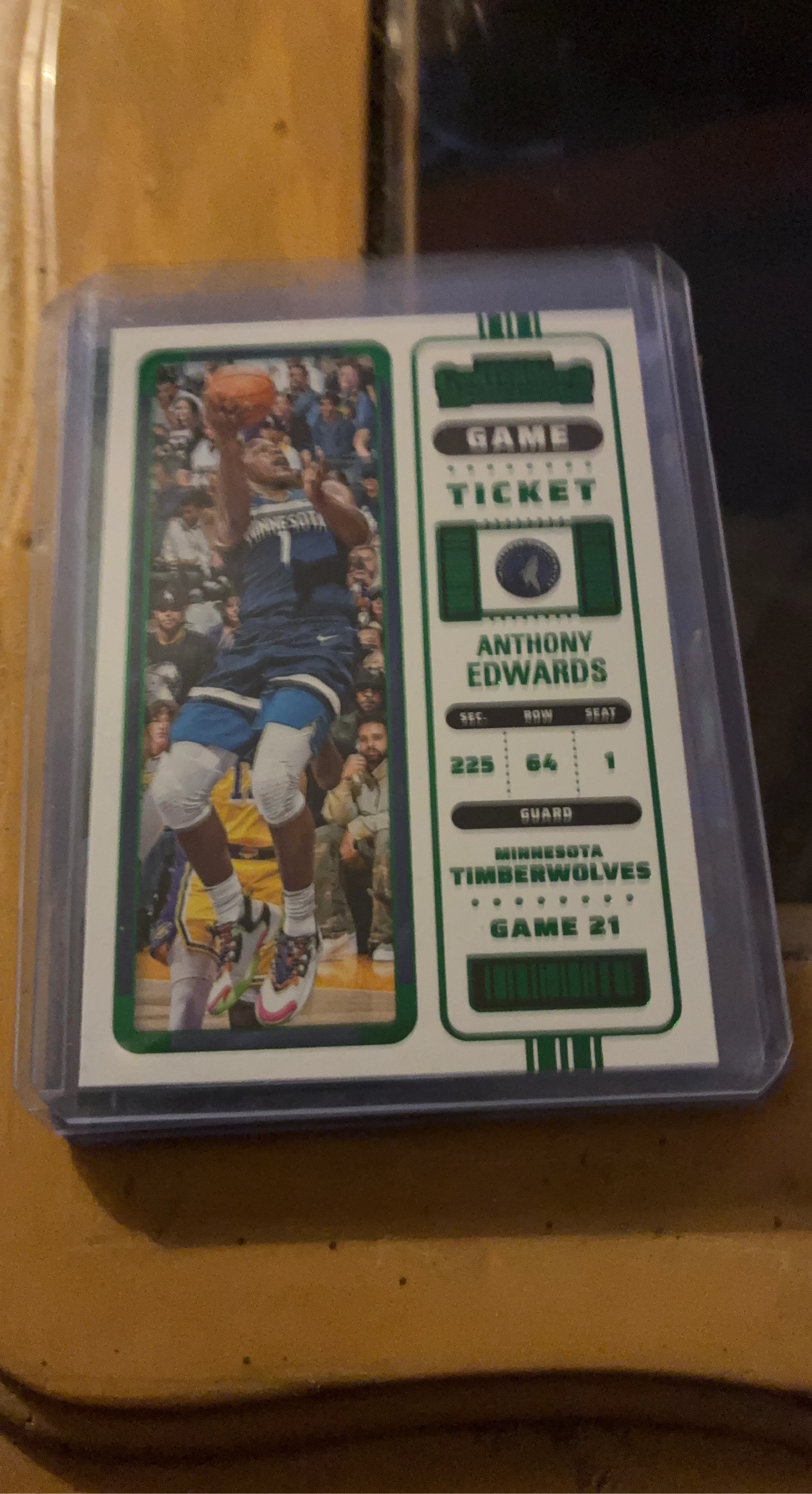 Anthony Edwards Minnesota Timberwolves Game Ticket Card