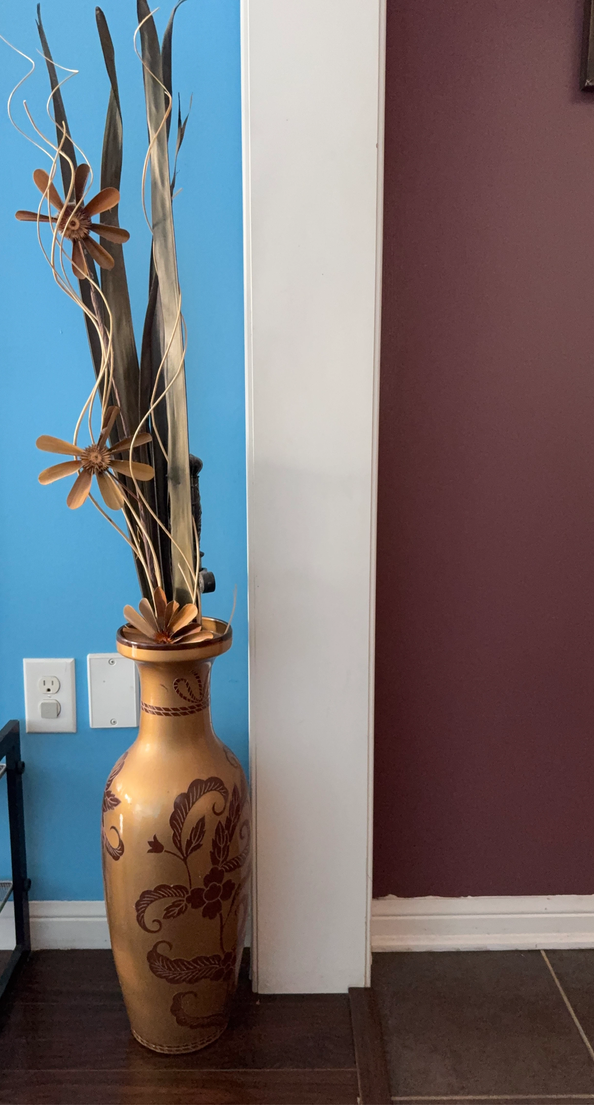 Large Decorative Vase with Dried Stems