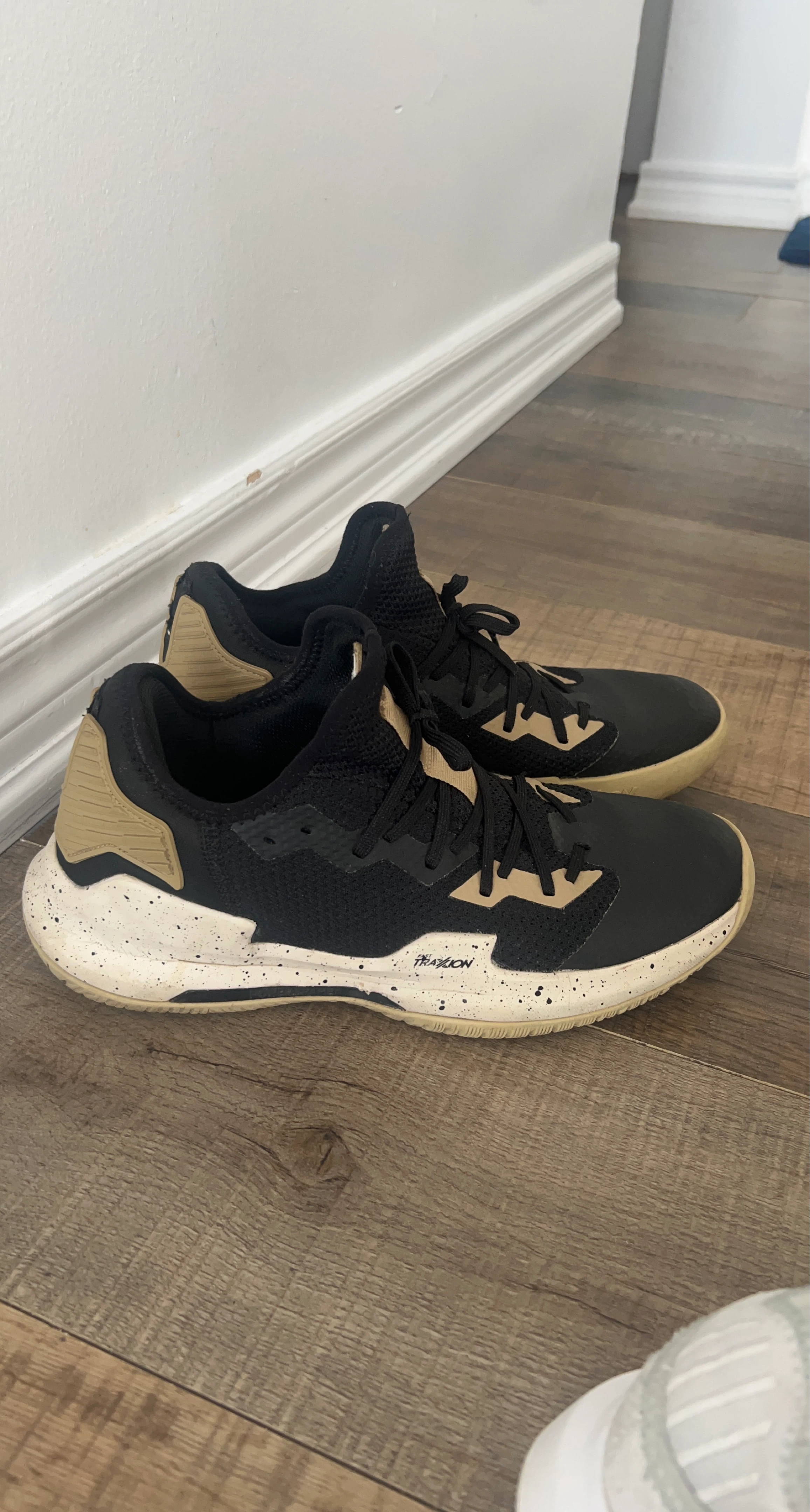 Black and Tan Adidas "TRAXION" Basketball Shoes