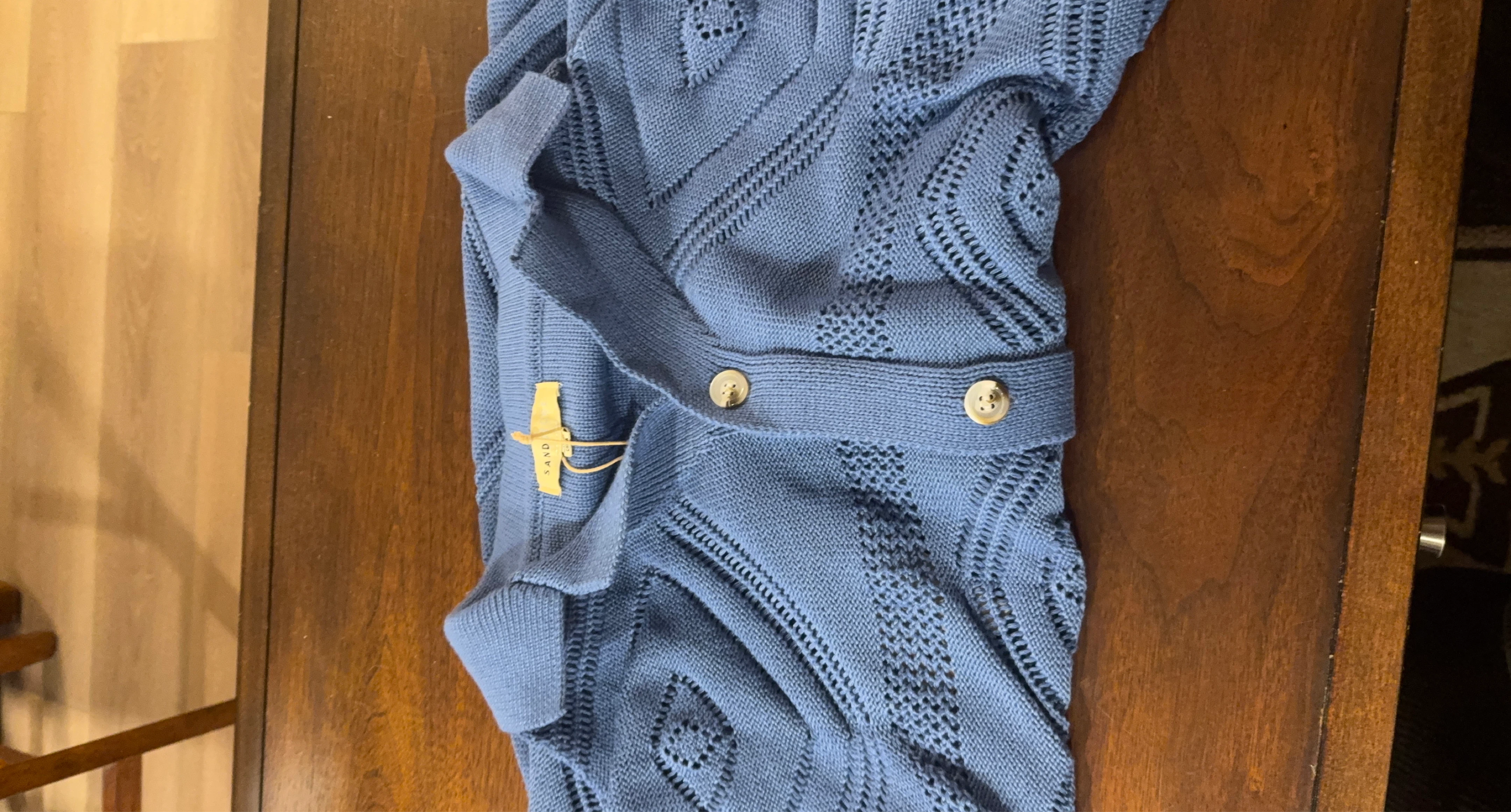 Sandstone Blue Knit Button-Up Shirt