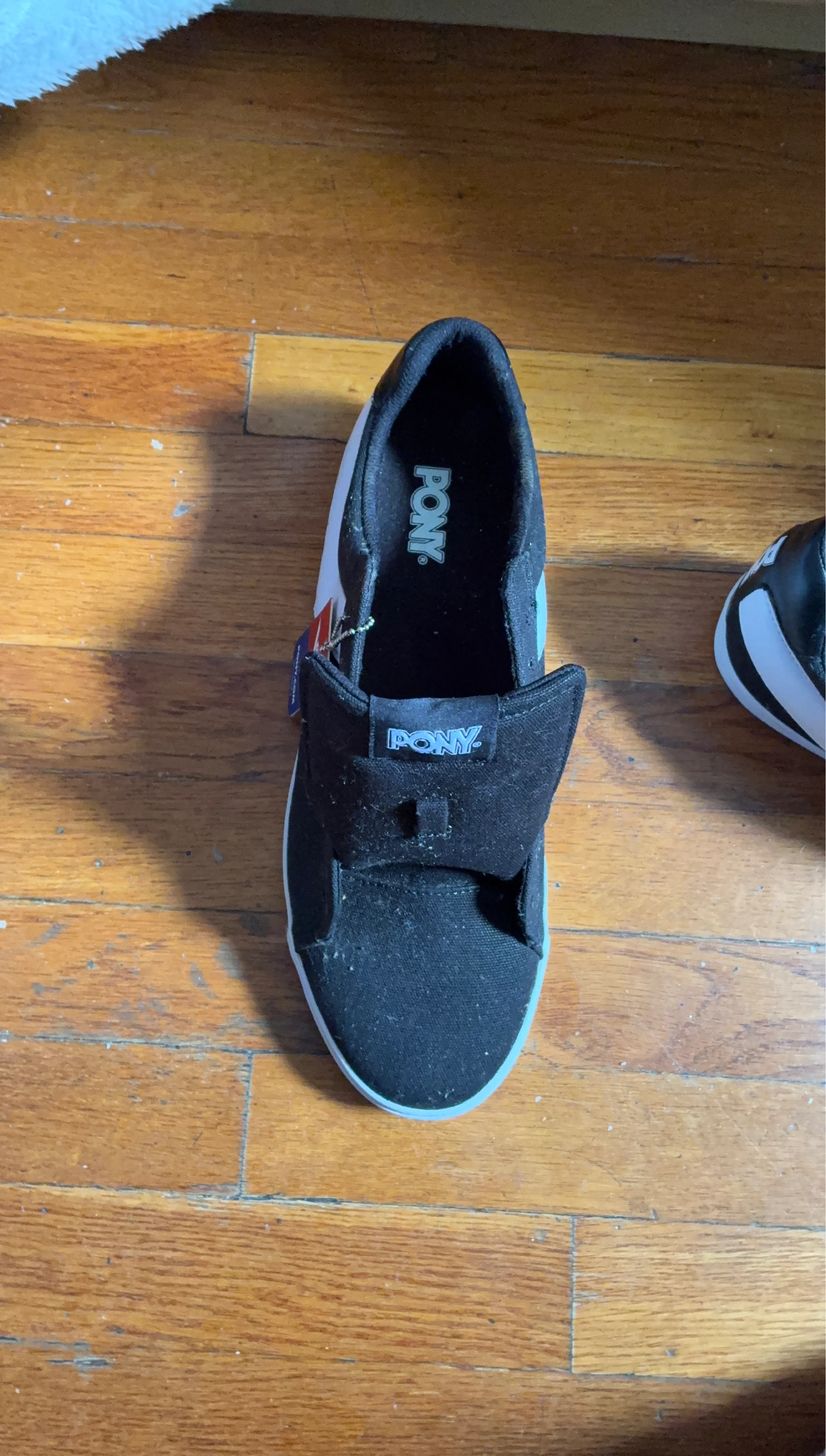 PONY Black Canvas Slip-On Sneakers