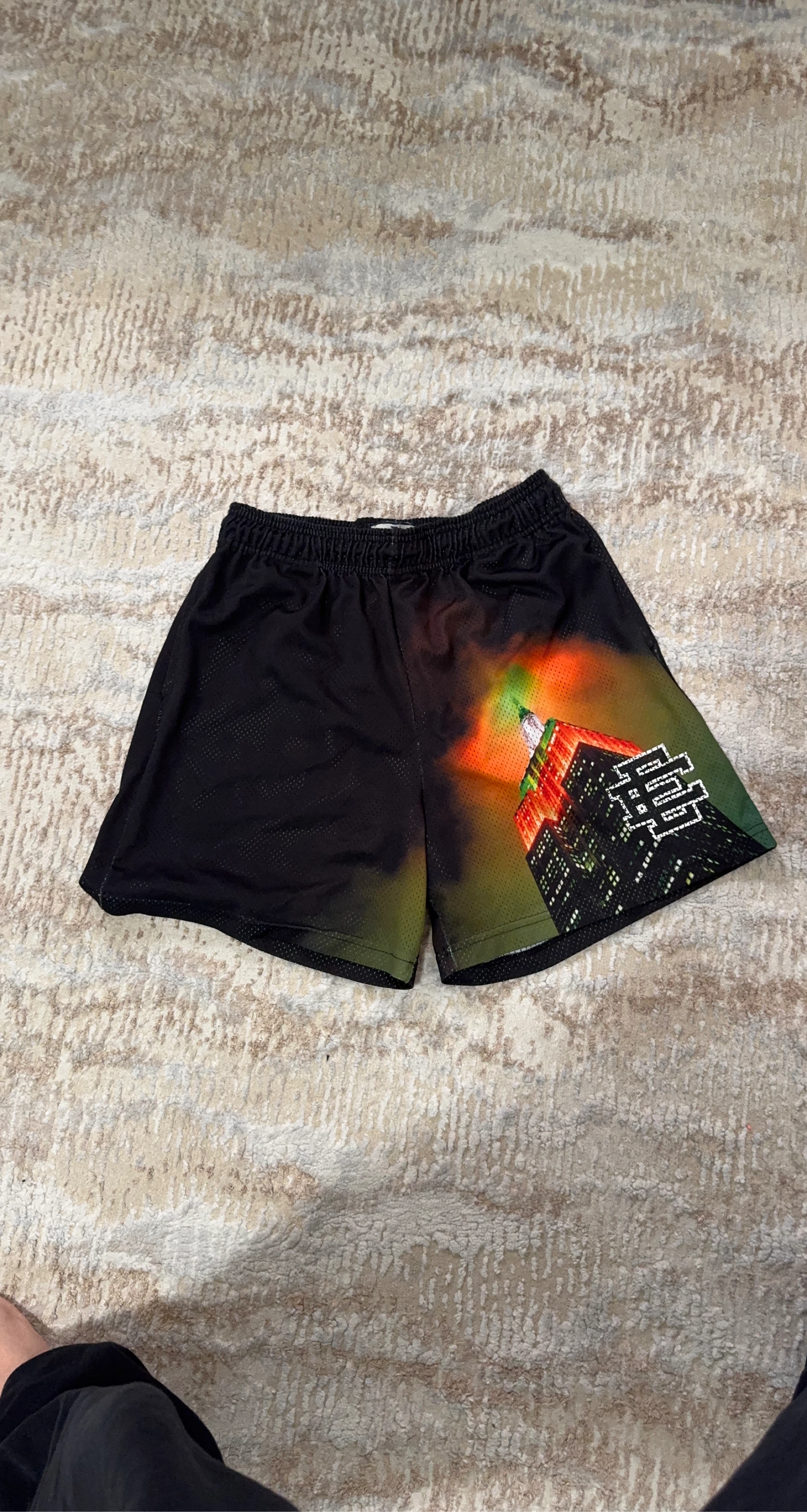 Eric Emanuel Basketball Shorts - Black/Cityscape - XL