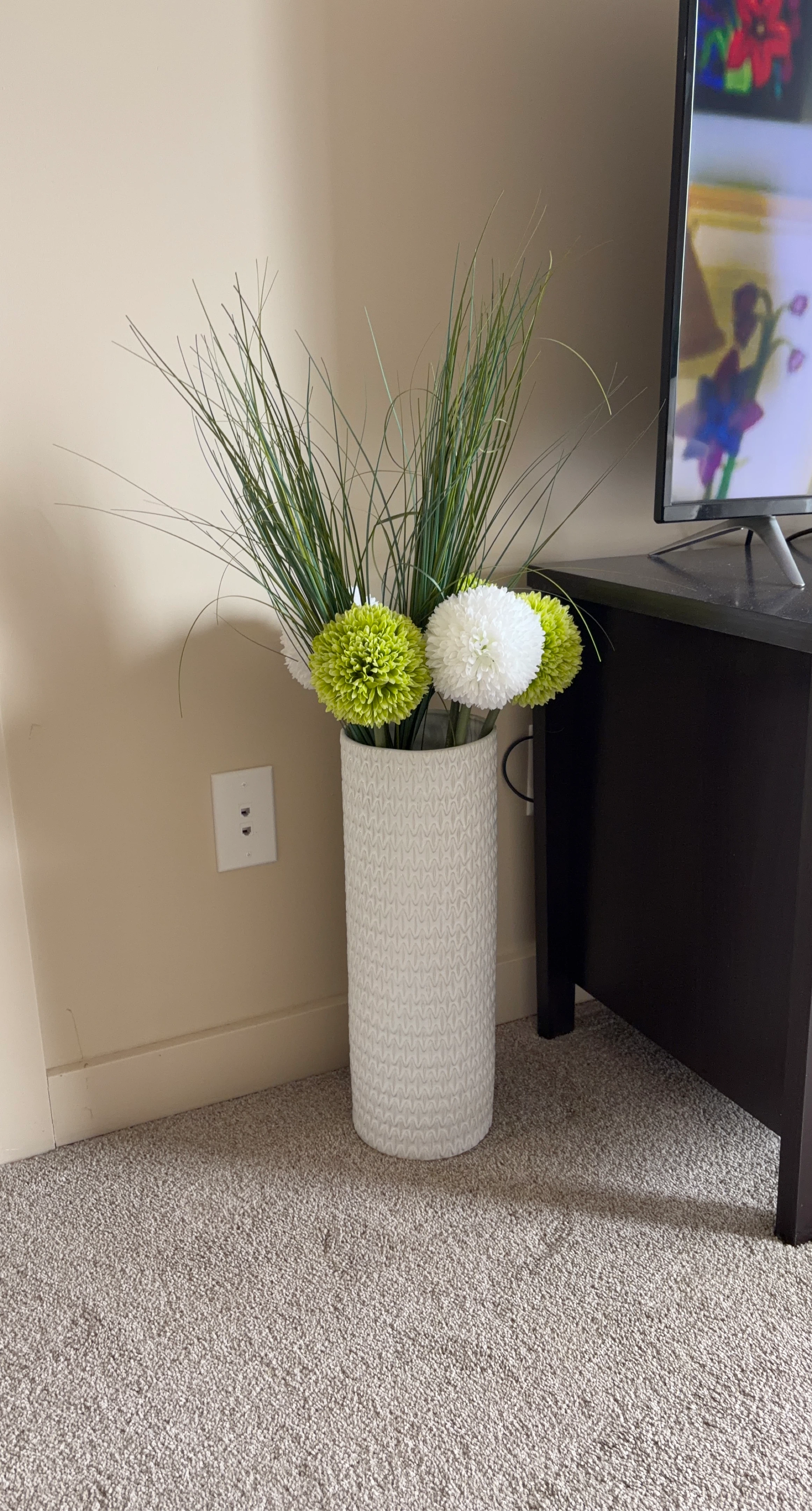 Decorative Faux Plant Arrangement with White Vase