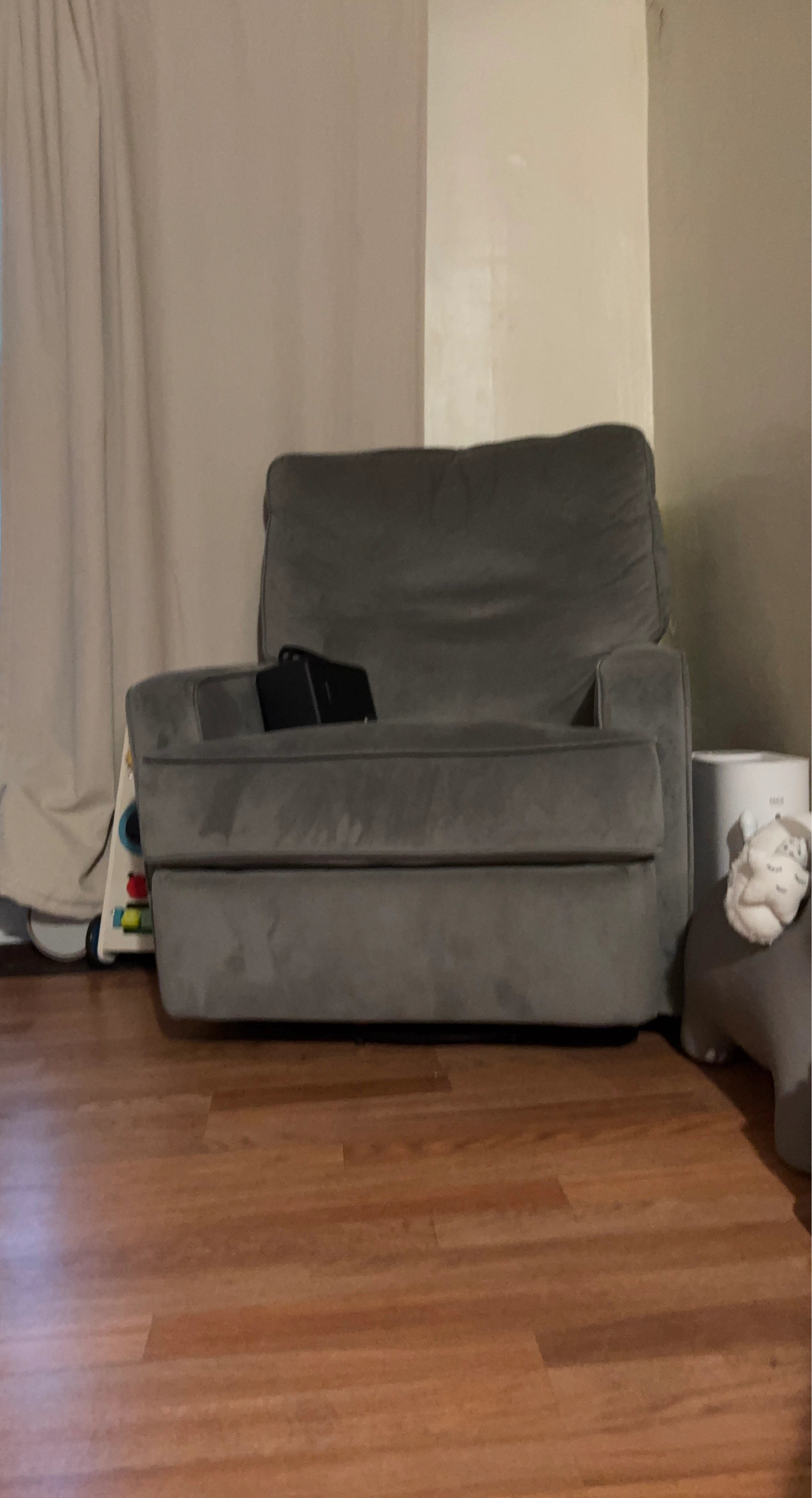 Gray Glider Chair with Ottoman