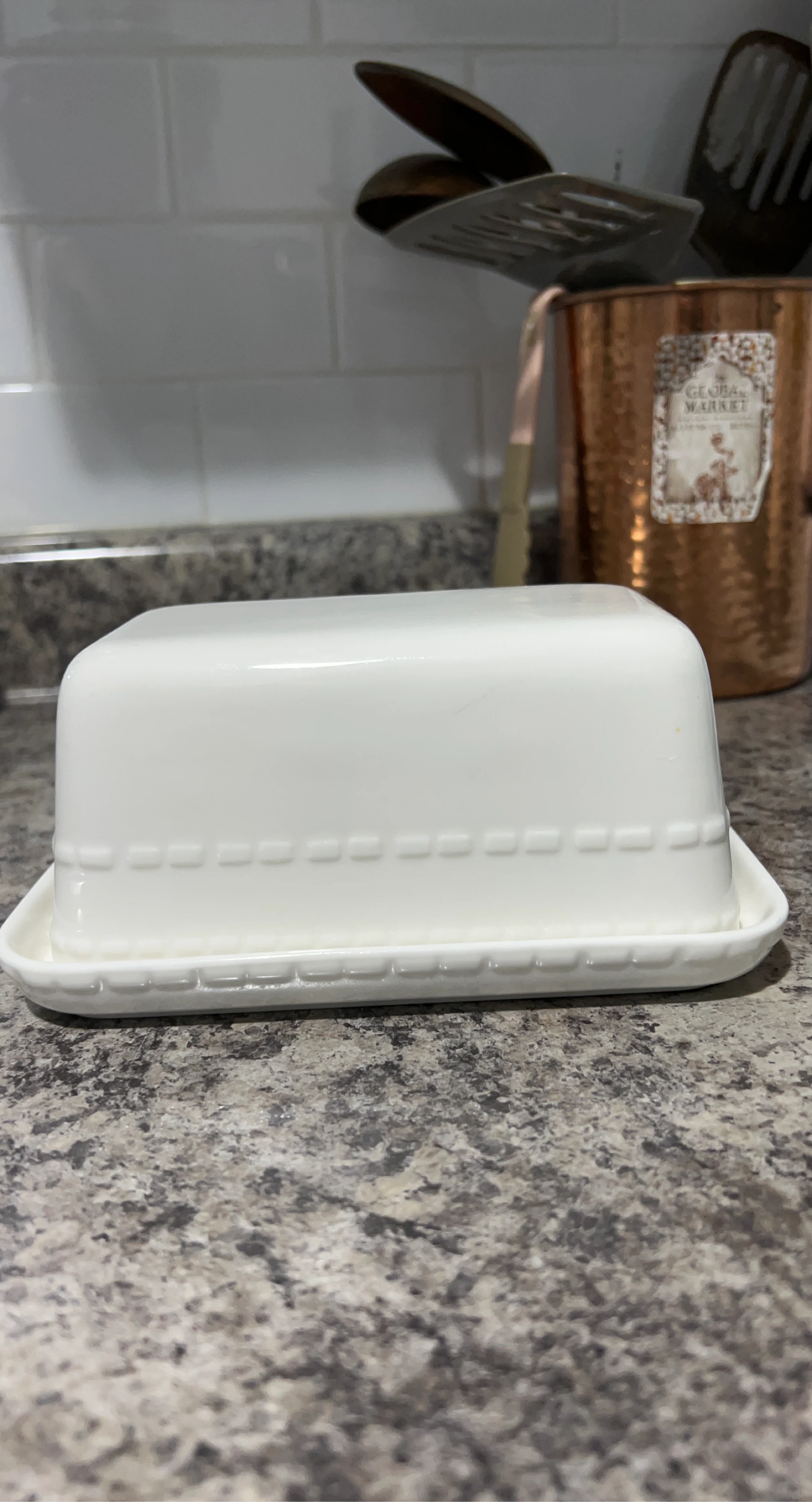 White Butter Dish with Lid