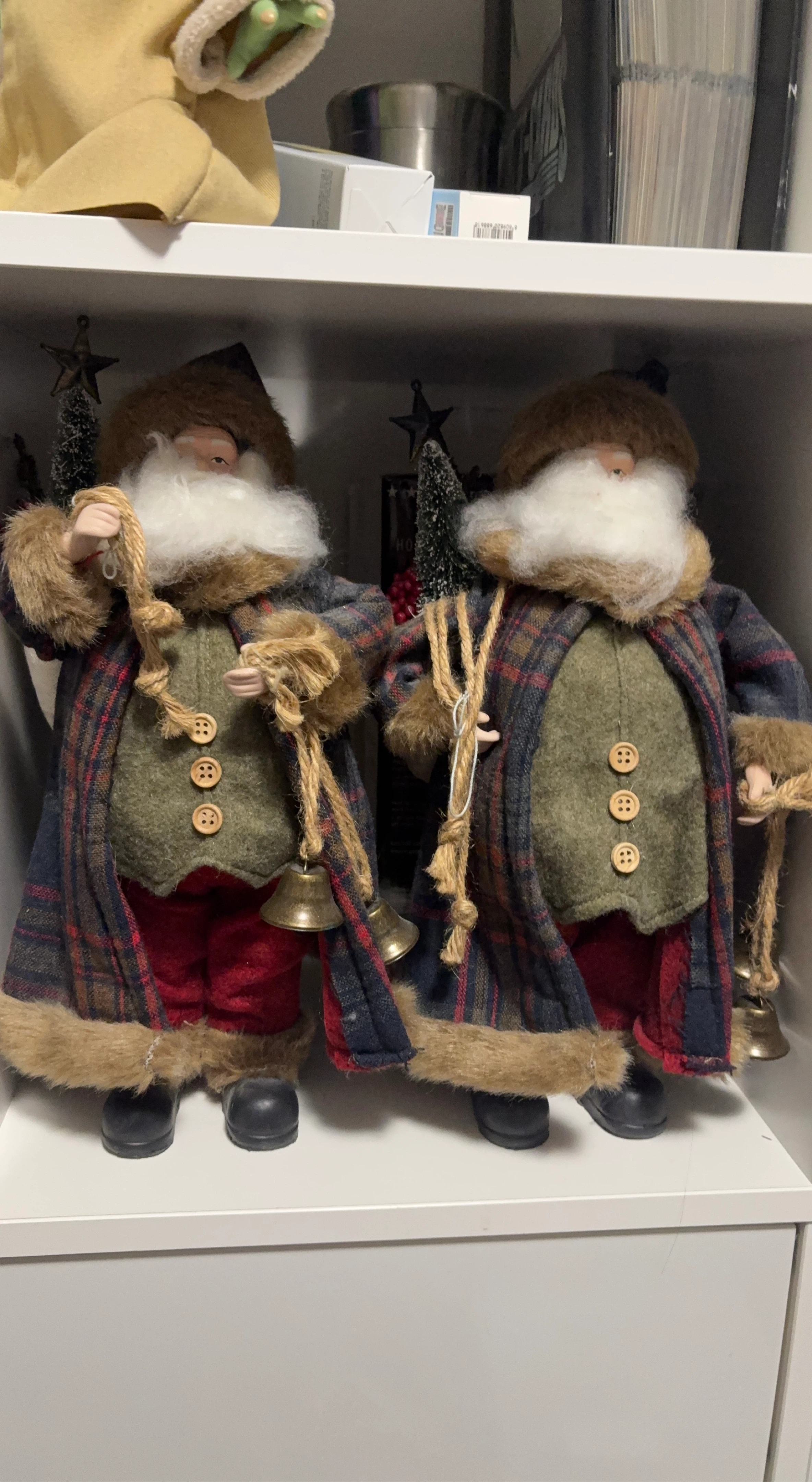 Pair of Santa Claus Figurines with Bells