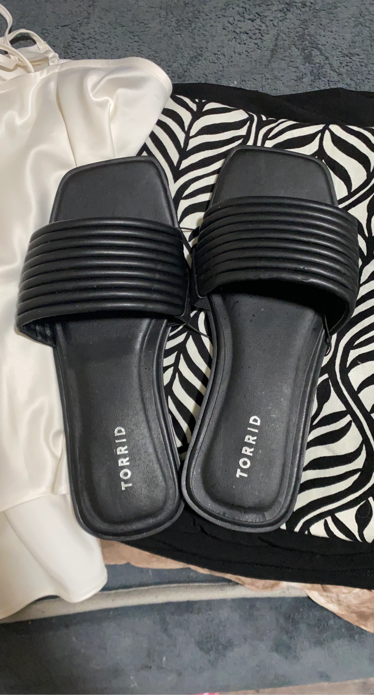 Torrid Black Padded Slides Sandals