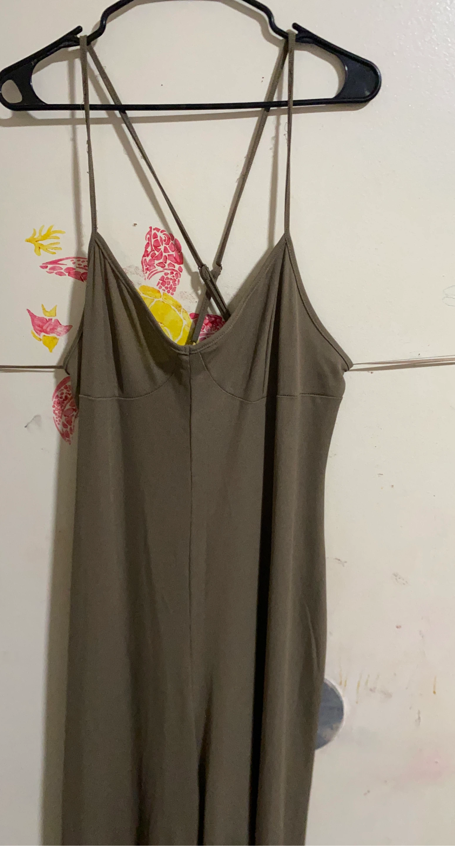 Women's Spaghetti Strap Midi Dress Olive Green