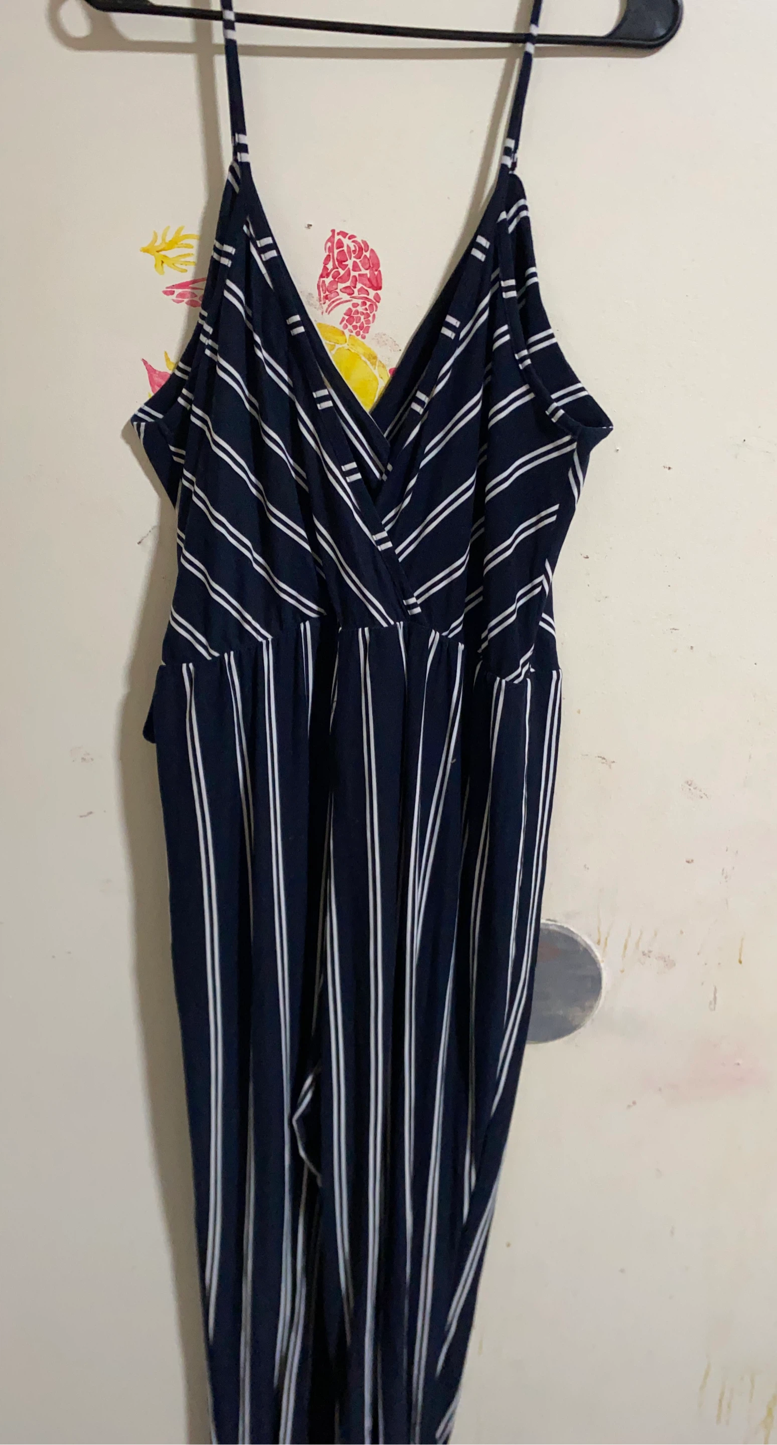 Navy and White Striped Jumpsuit