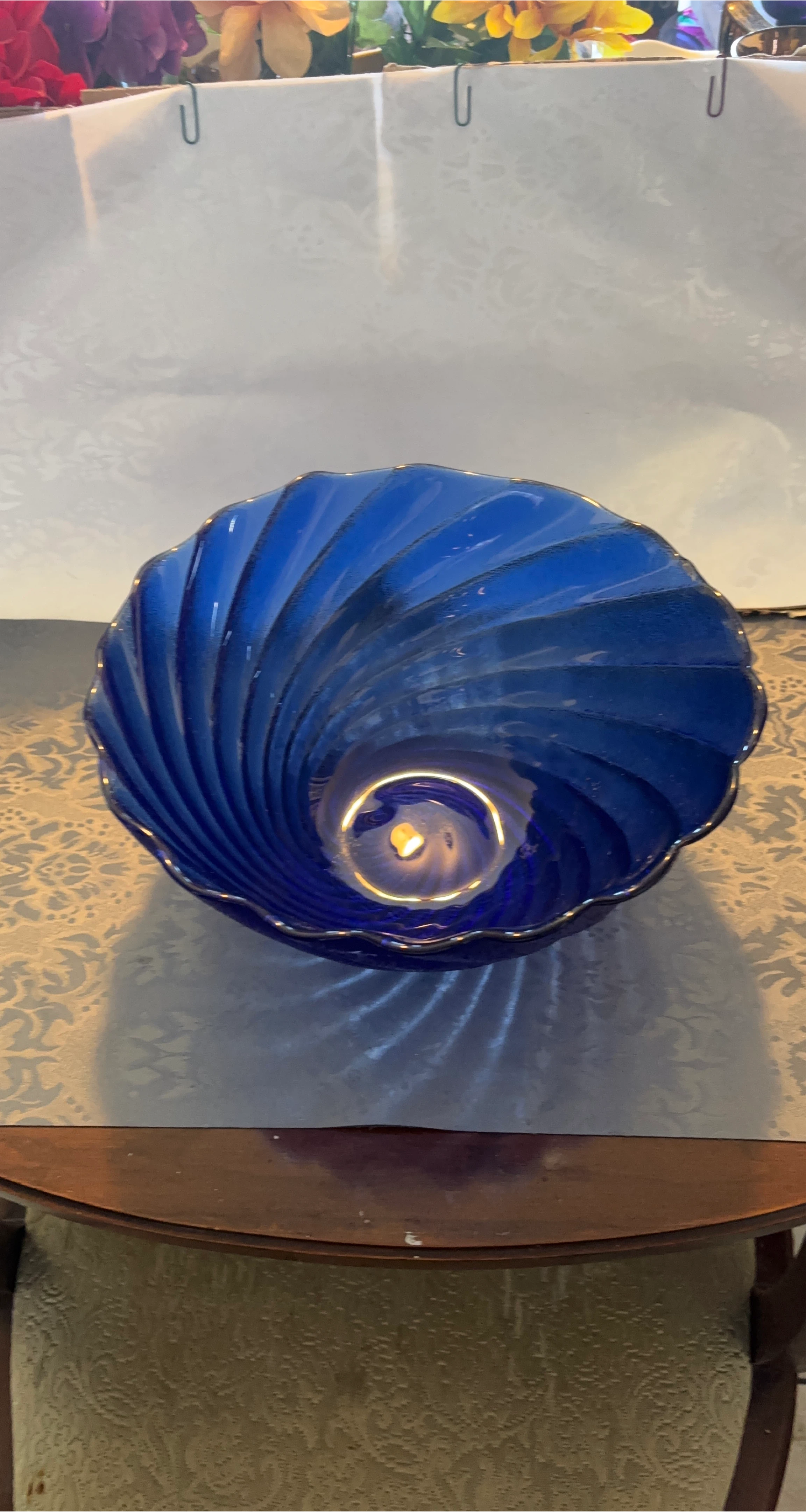 Cobalt Blue Swirl Glass Bowl