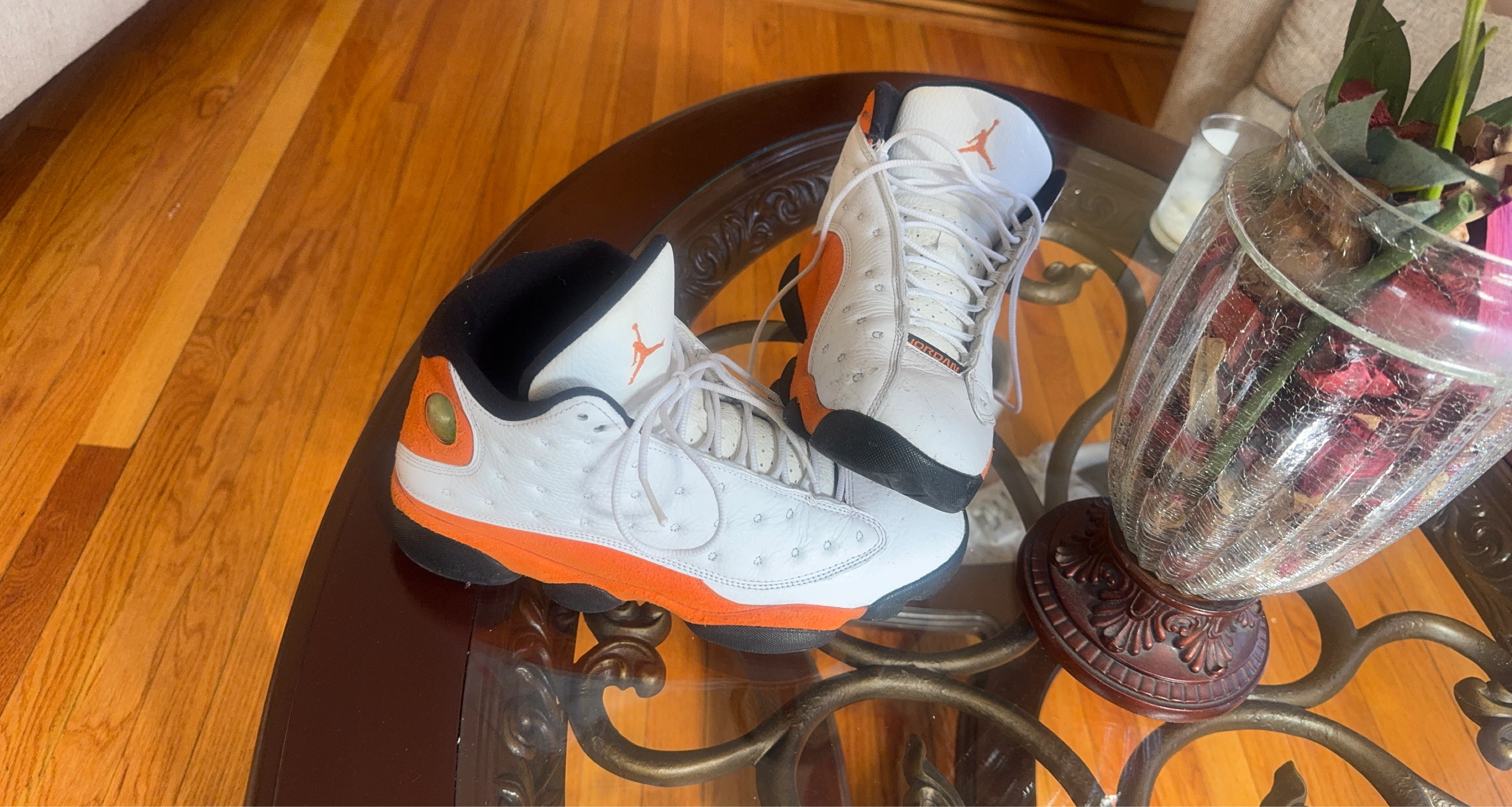 Air Jordan 13 Retro Orange White Kids Shoes