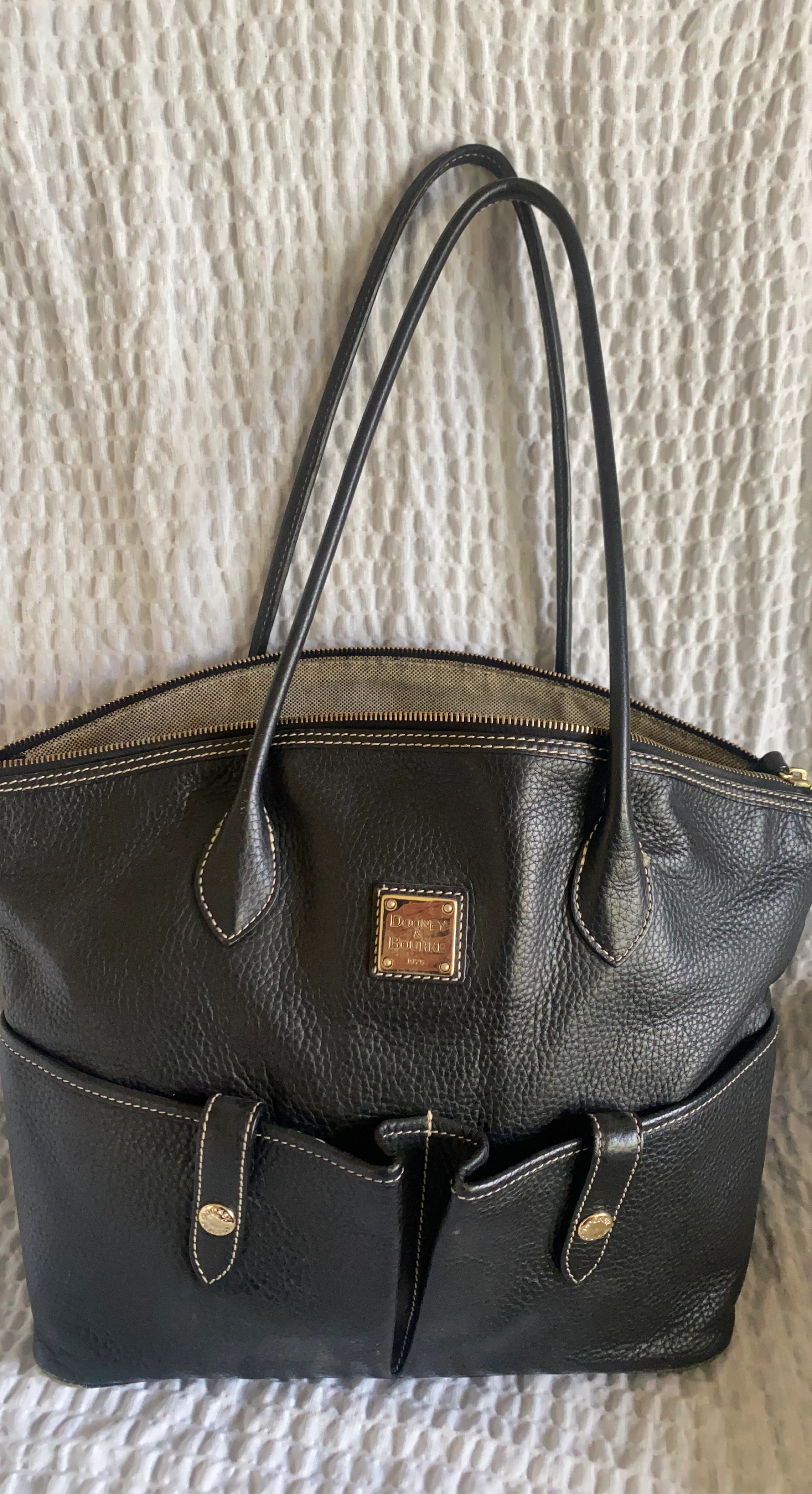 Dooney & Bourke Black Pebbled Leather Tote Bag