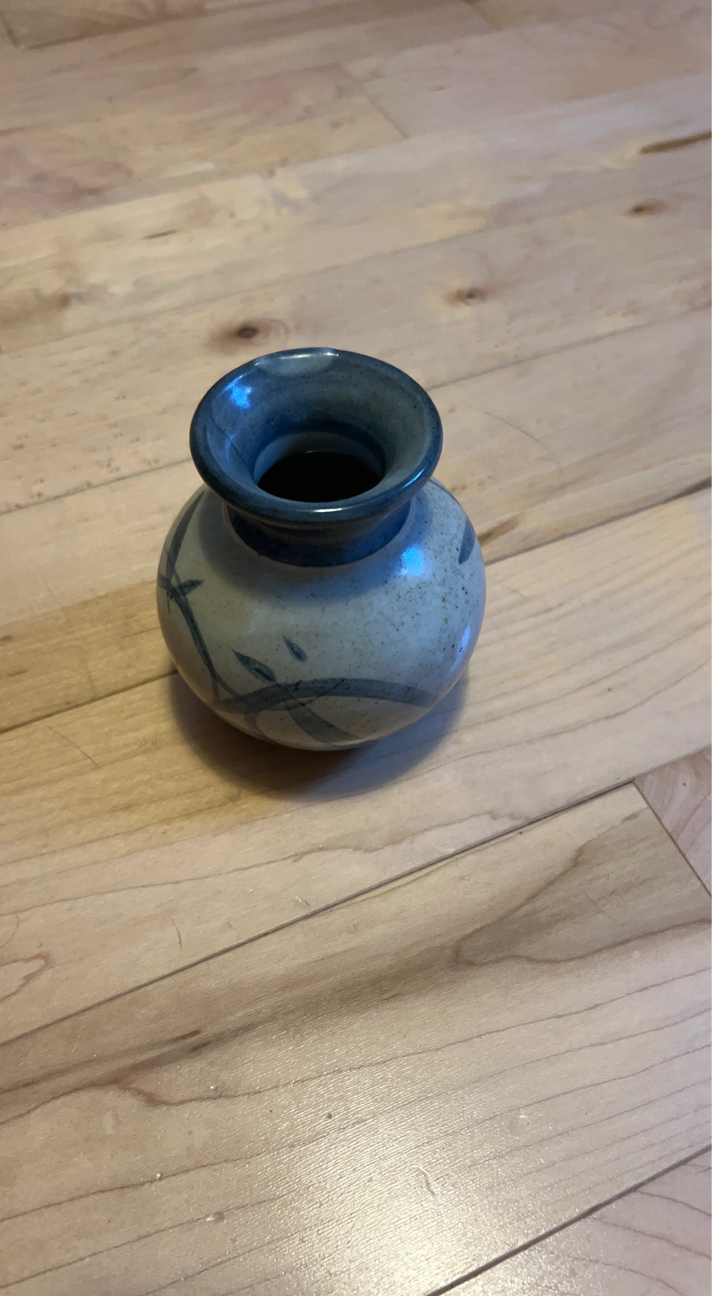 Small Ceramic Vase with Blue Design