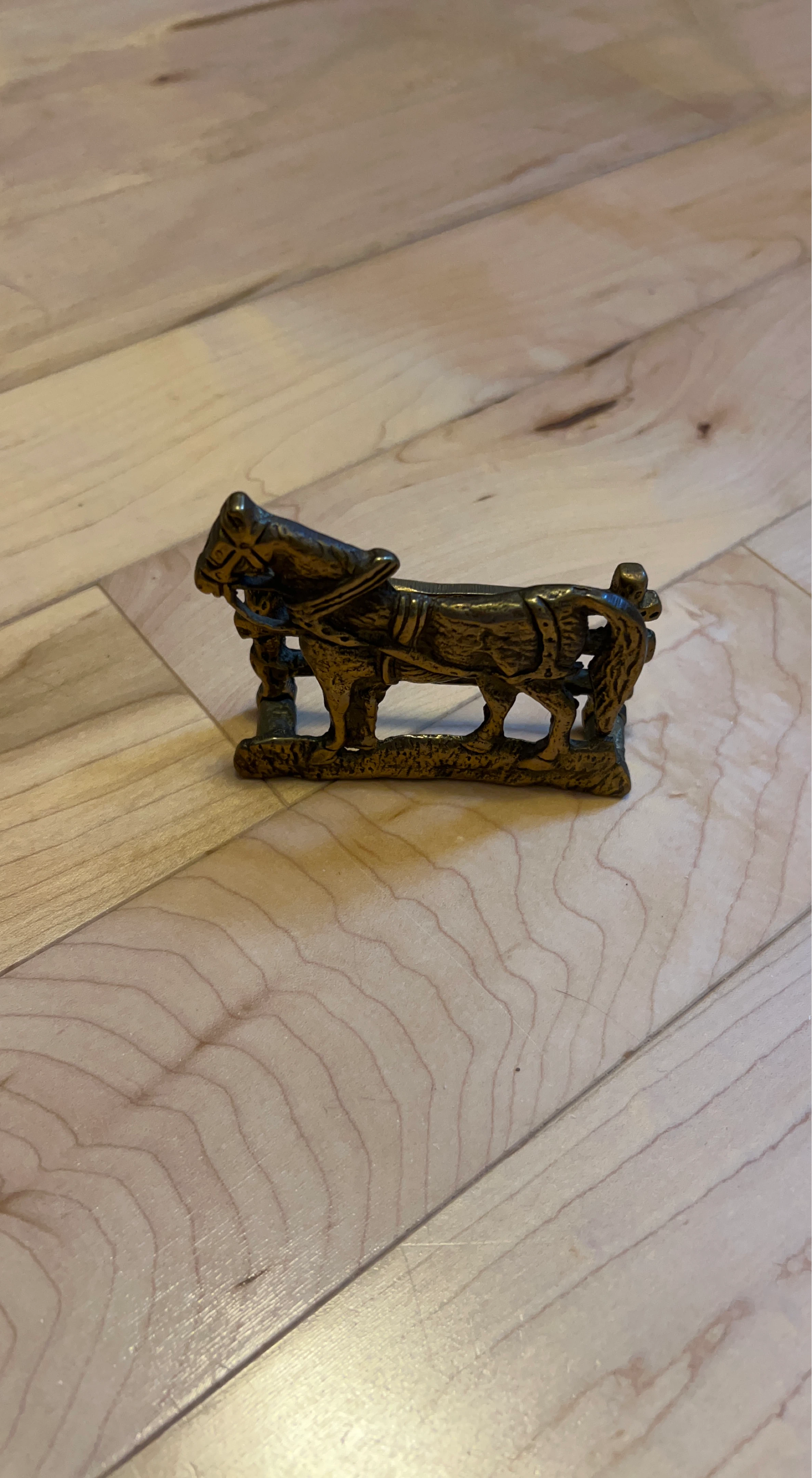 Vintage Brass Horse and Sleigh Figurine