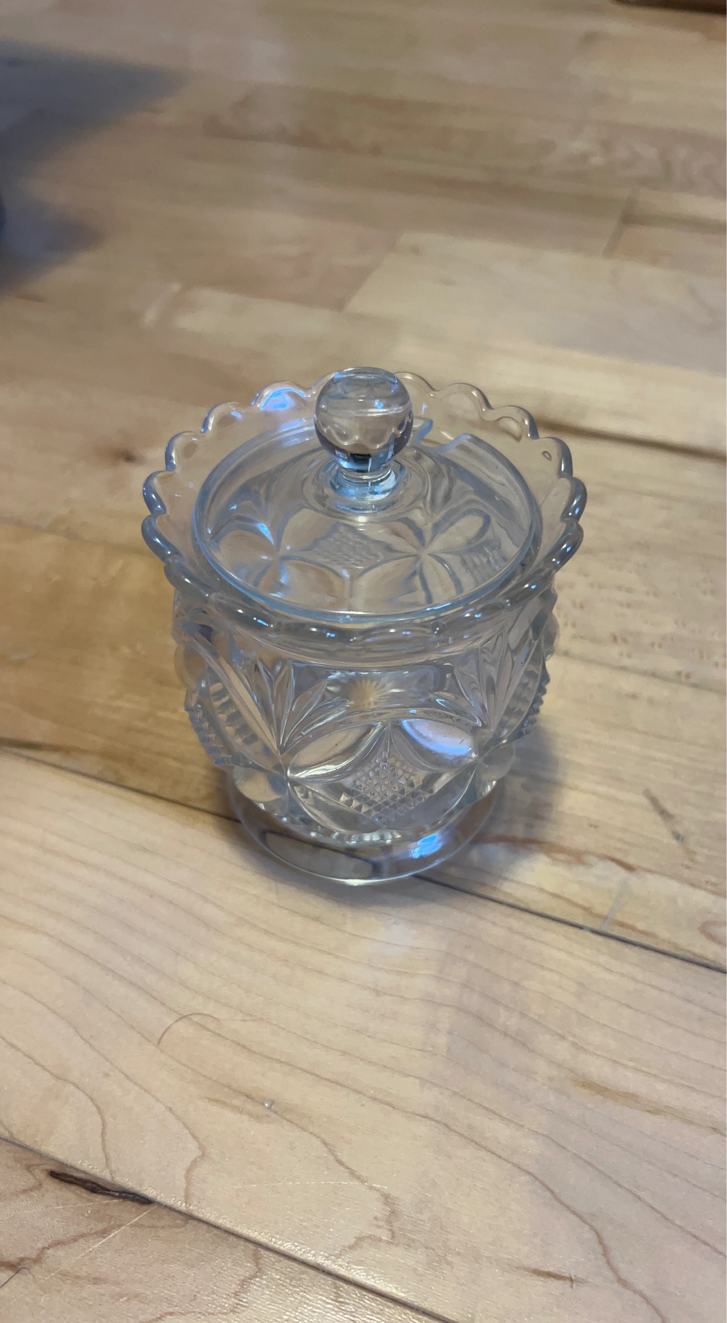 Vintage Cut Glass Candy Dish with Lid