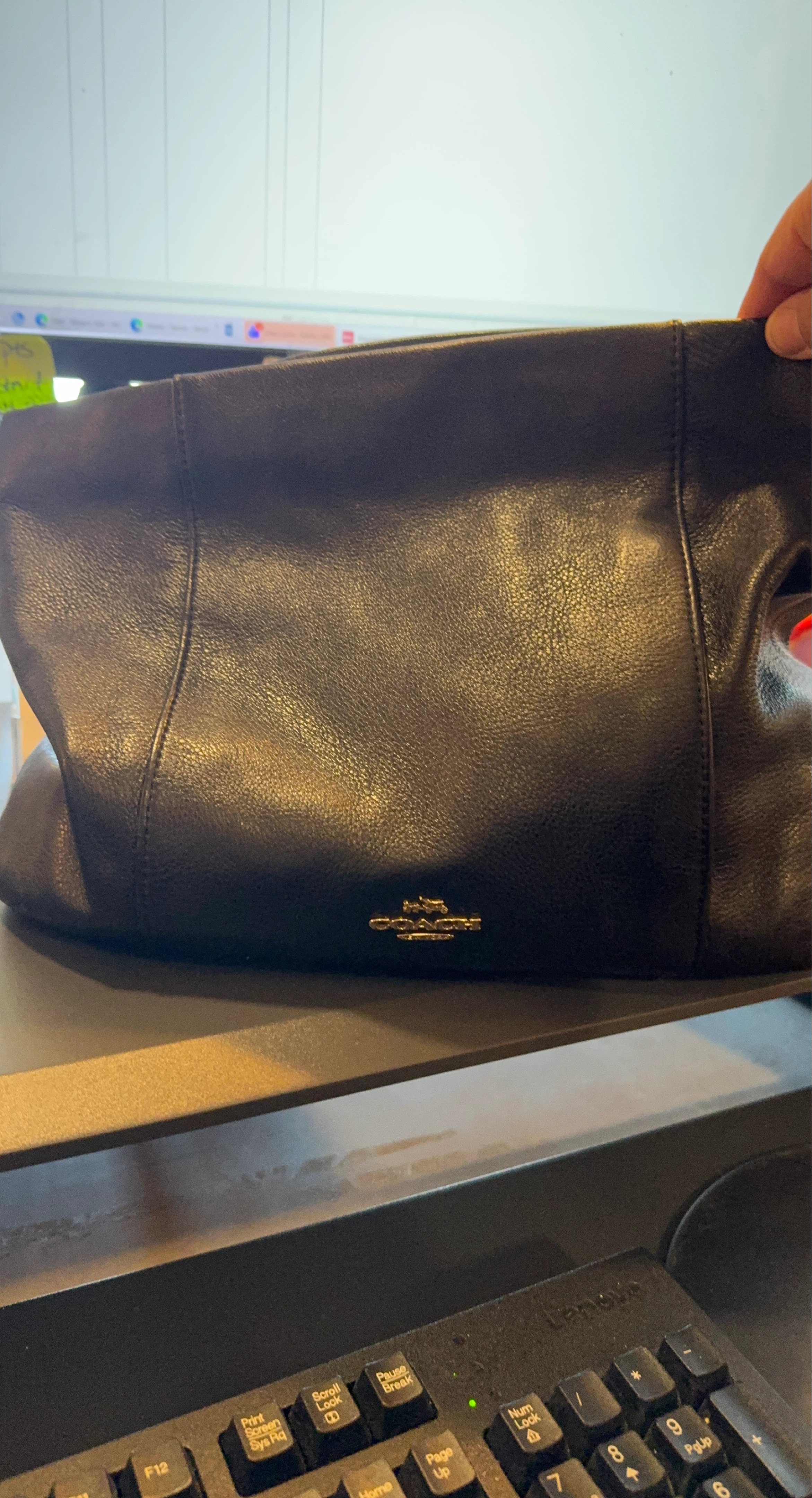 COACH Black Leather Shoulder Bag