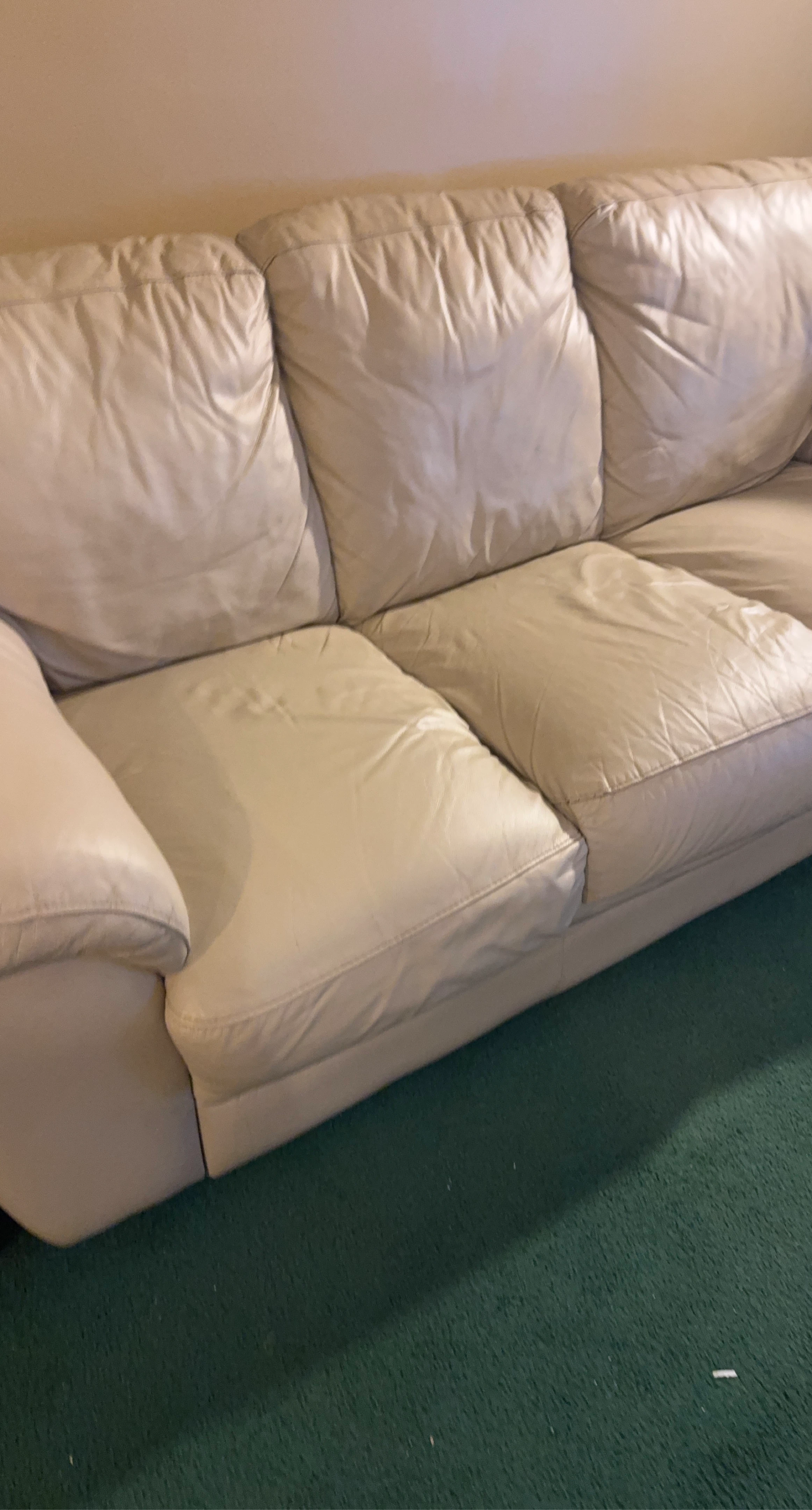 Cream Leather Sofa