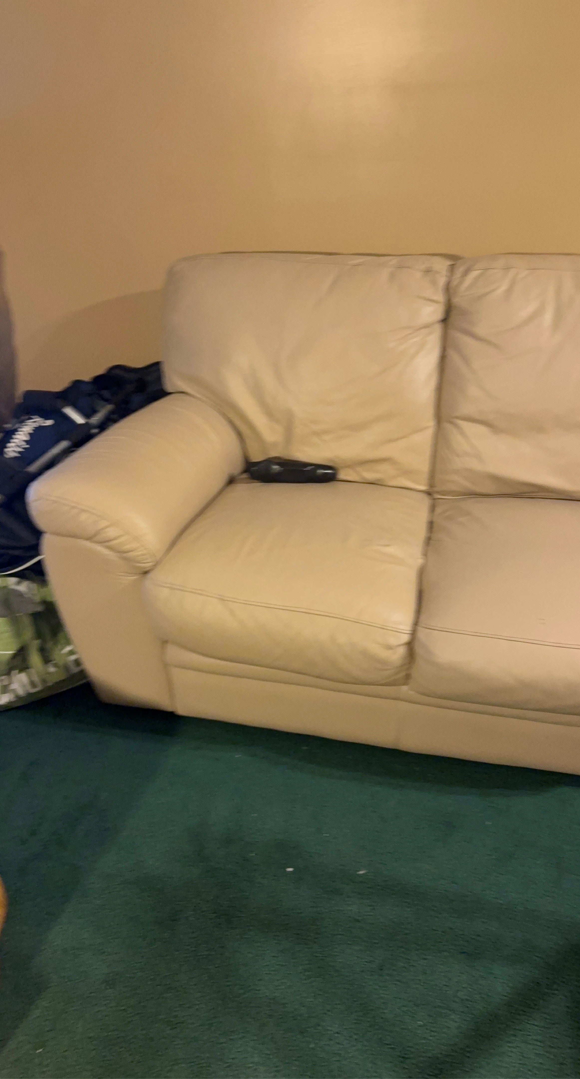 Cream Leather Loveseat Sofa