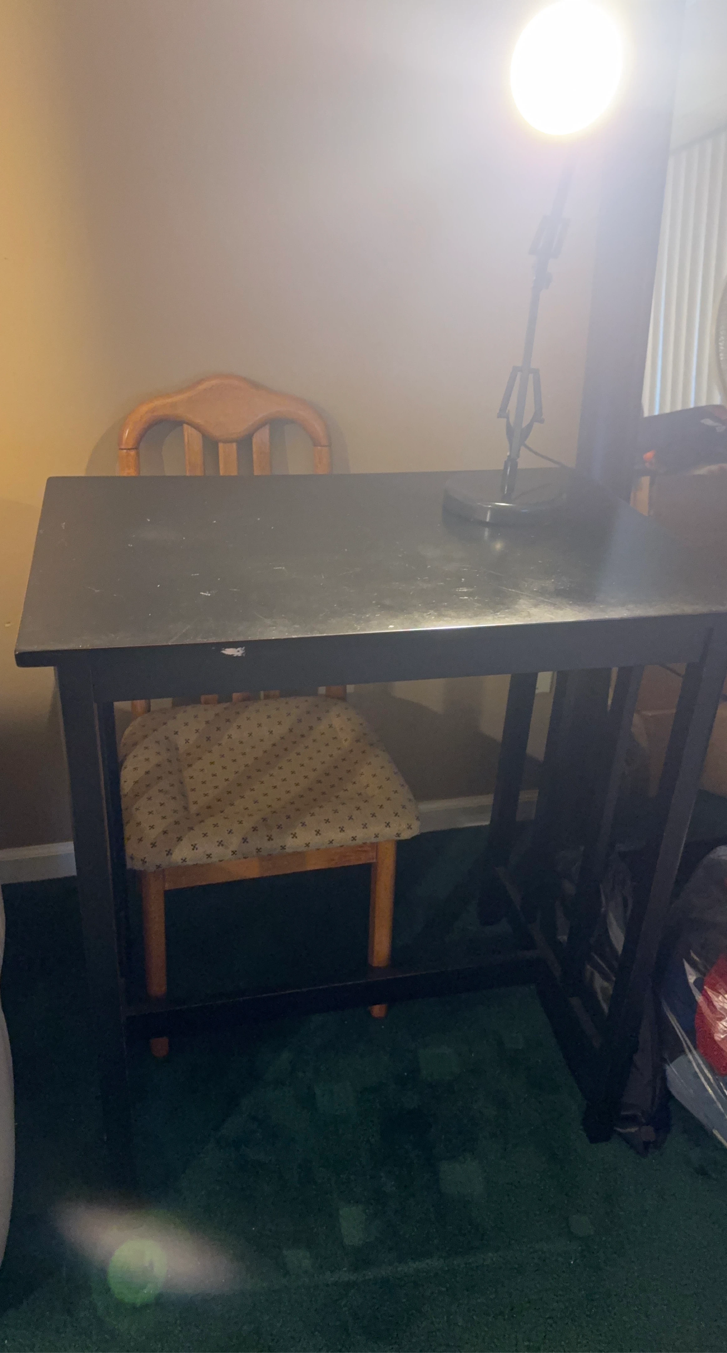 Black Desk with 2 Wooden Bar type seats