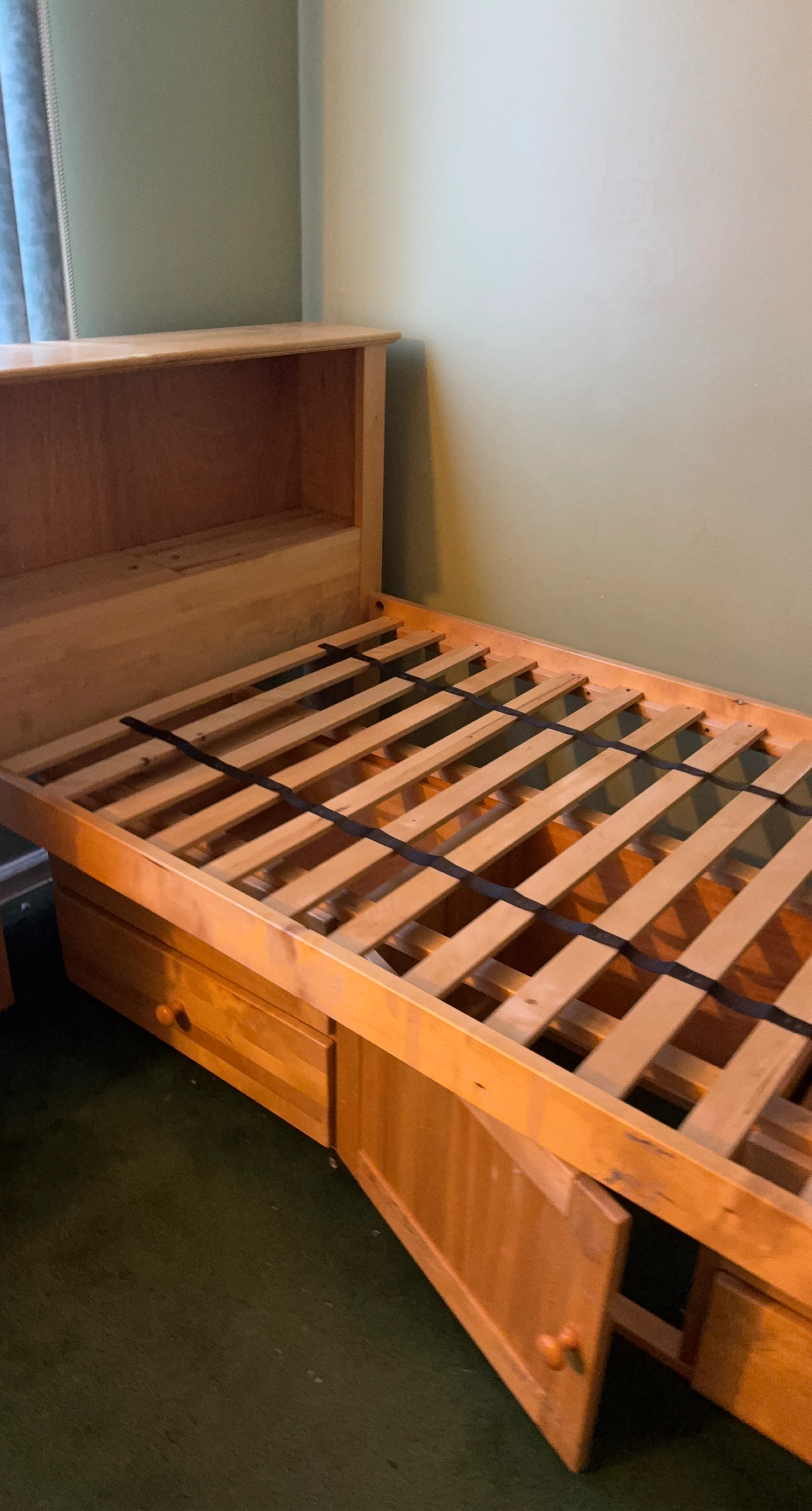 Twin Bed Frame with Headboard and Storage Drawers