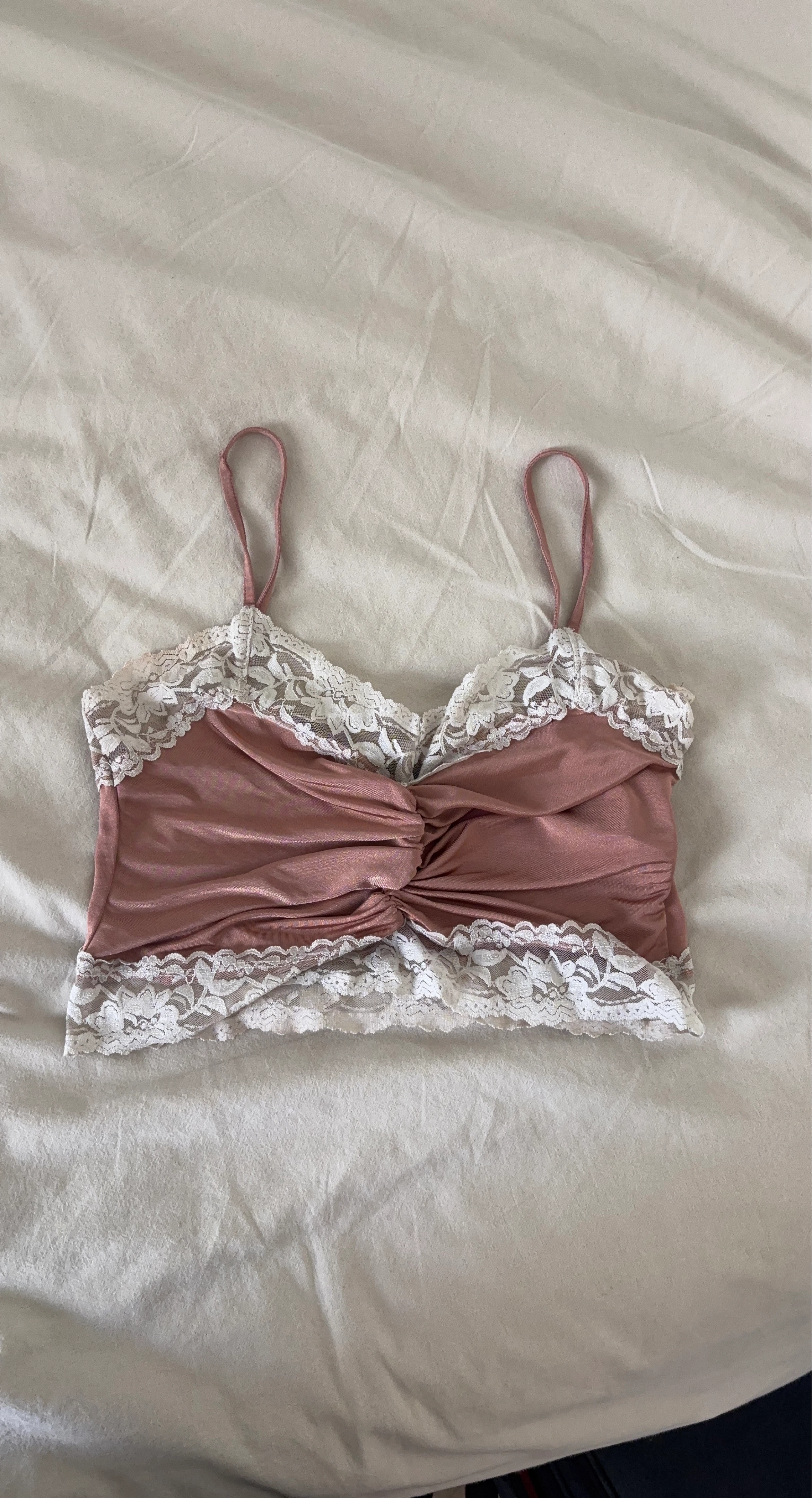 TOPSHOP Pink Lace Trim Cami Top Size 2