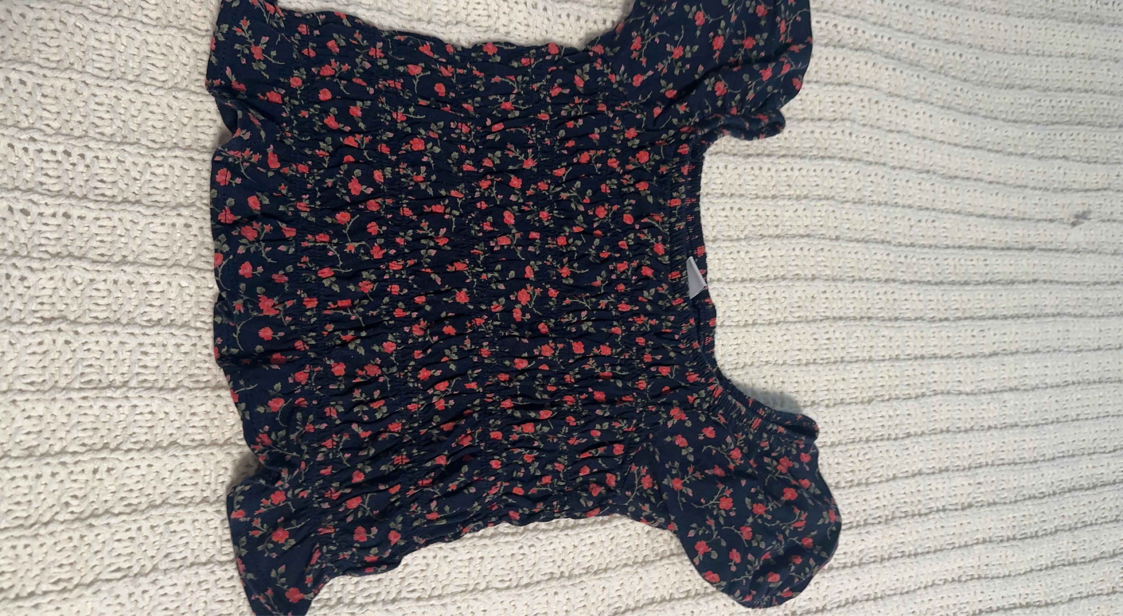 Girls' Floral Smocked Crop Top