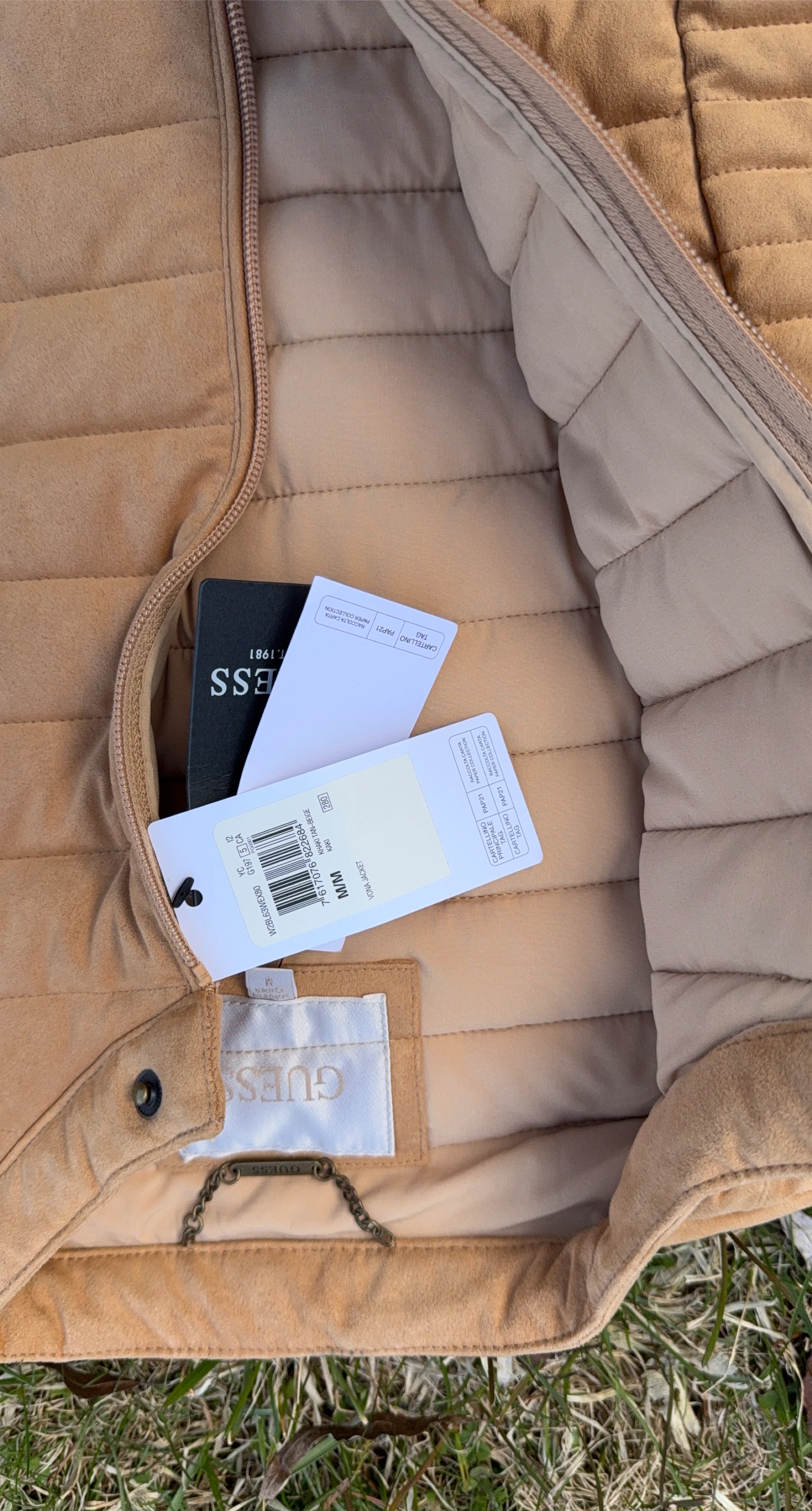 Guess Quilted Jacket - Tan - Medium