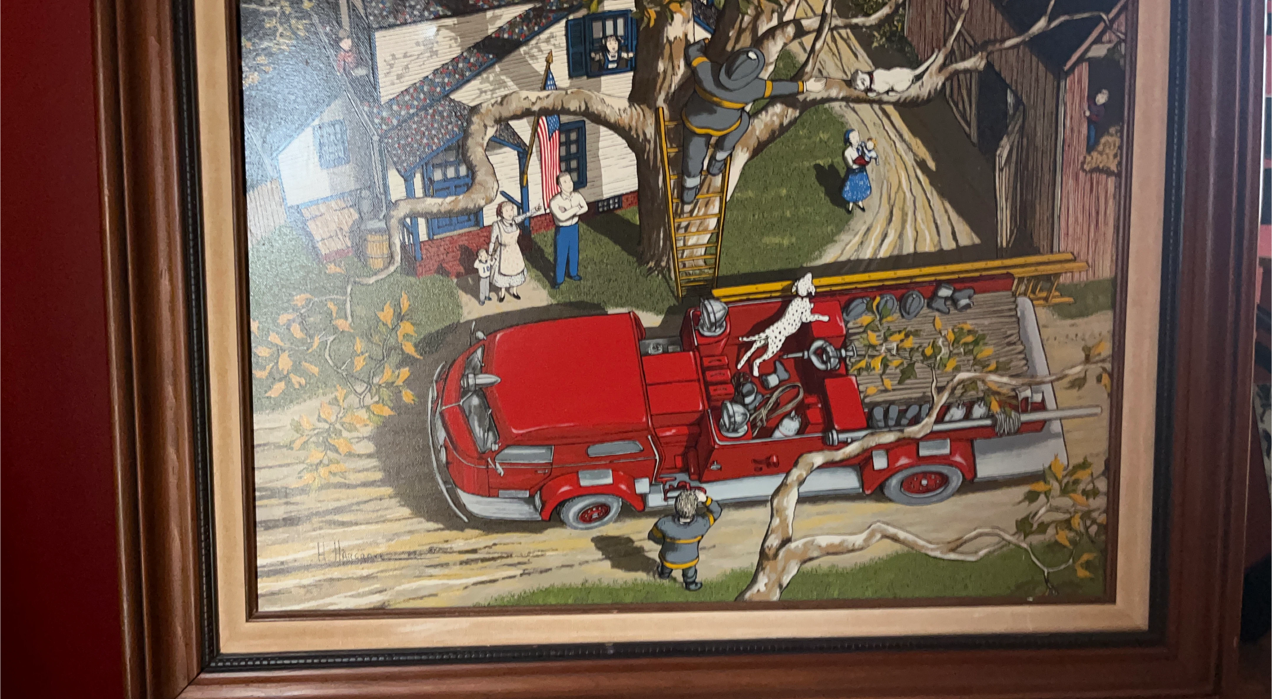 Original Art Painting "Fire Rescue" by H. Harco