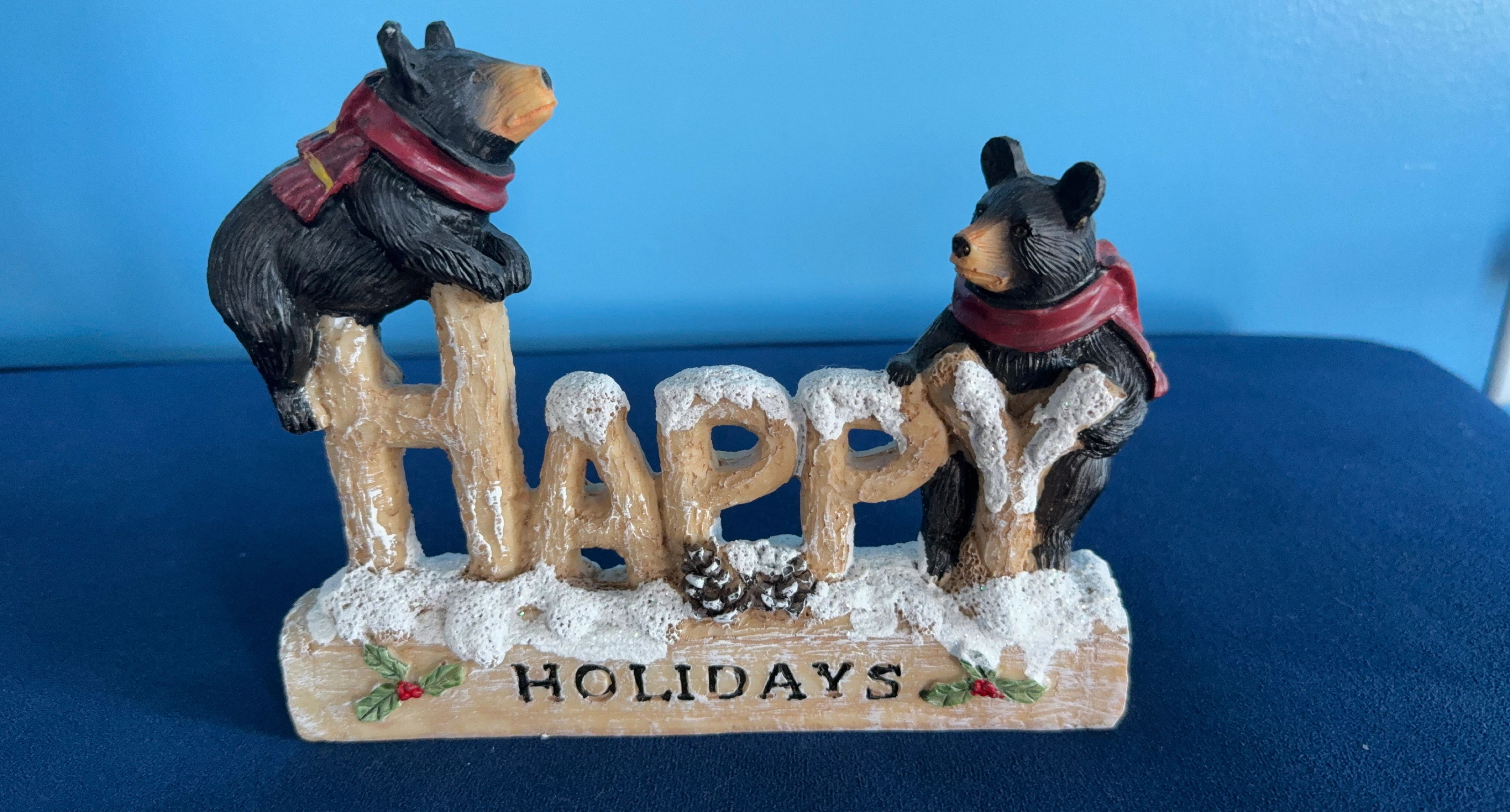 Happy Holidays Bear Figurine
