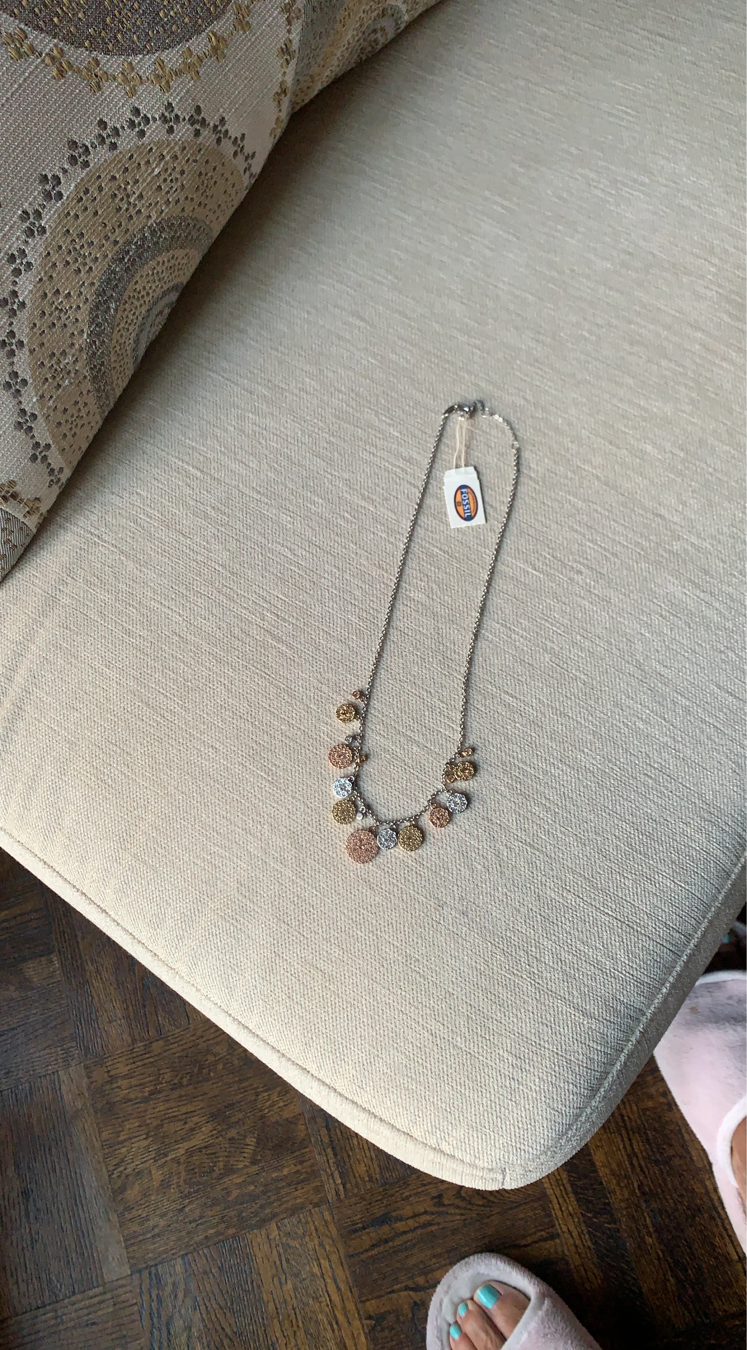 Fossil Necklace with Multi-Colored Disc Charms