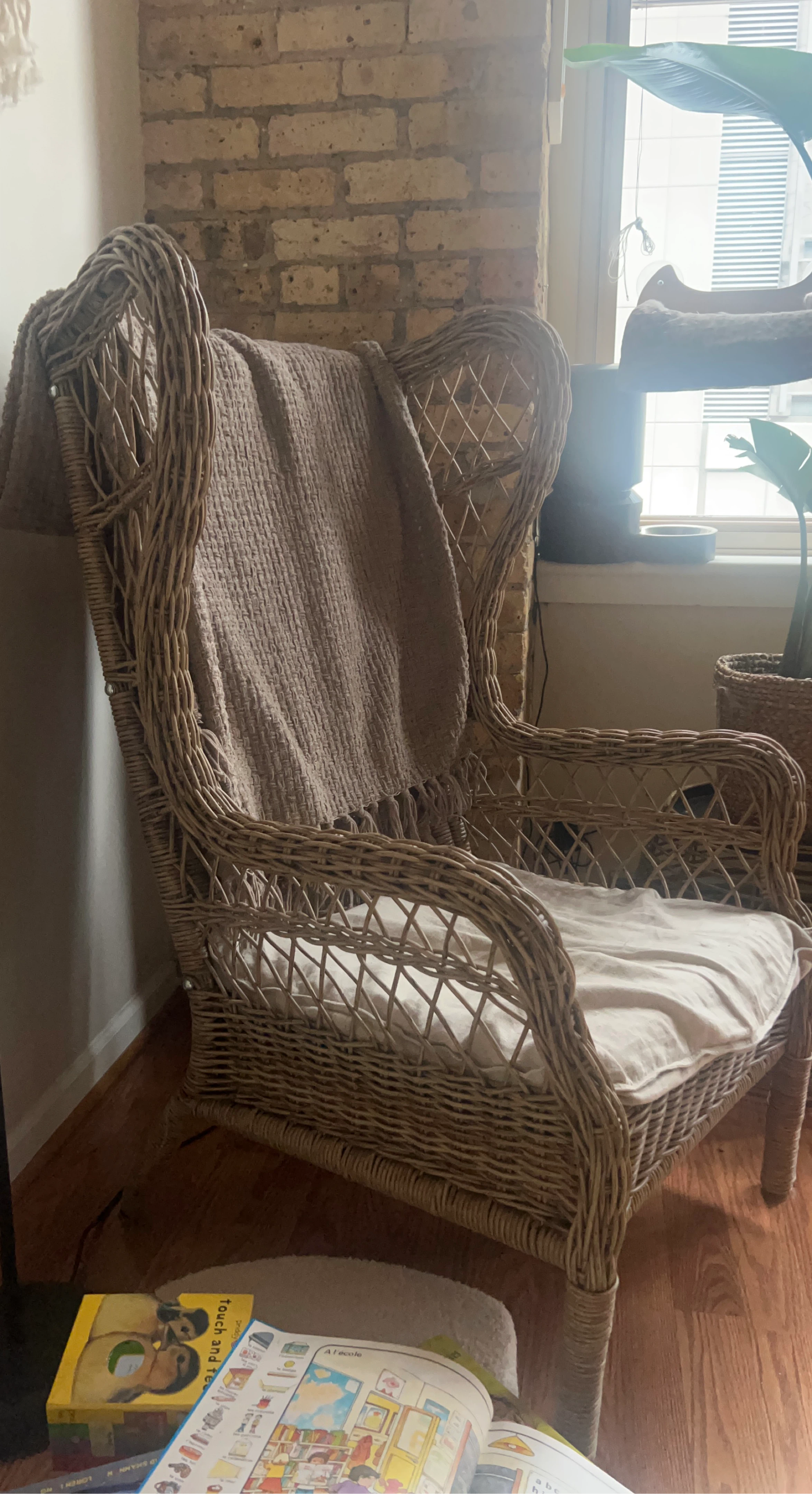 Wicker Wingback Accent Chair