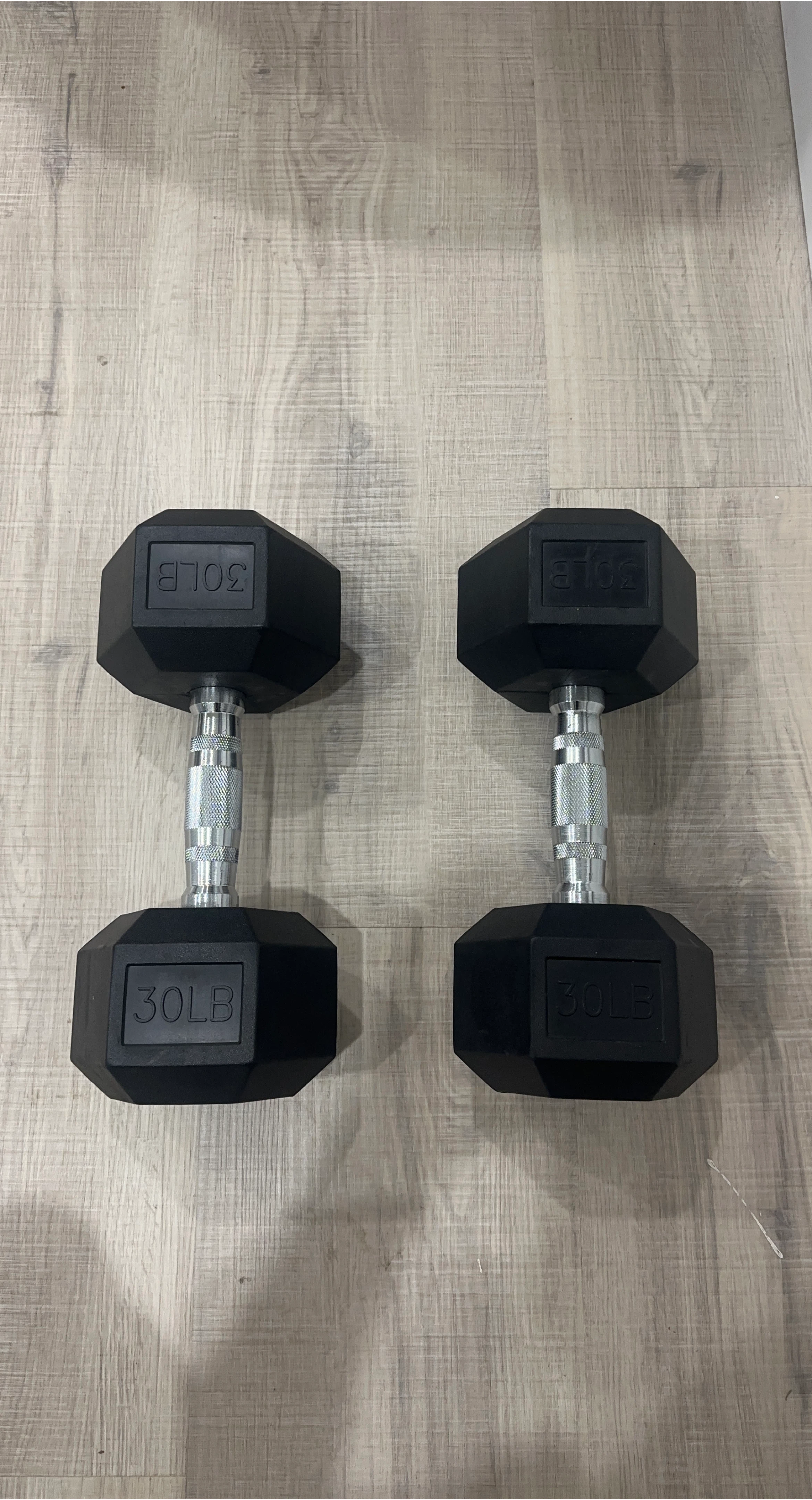 Pair of 30lb Hex Dumbbells