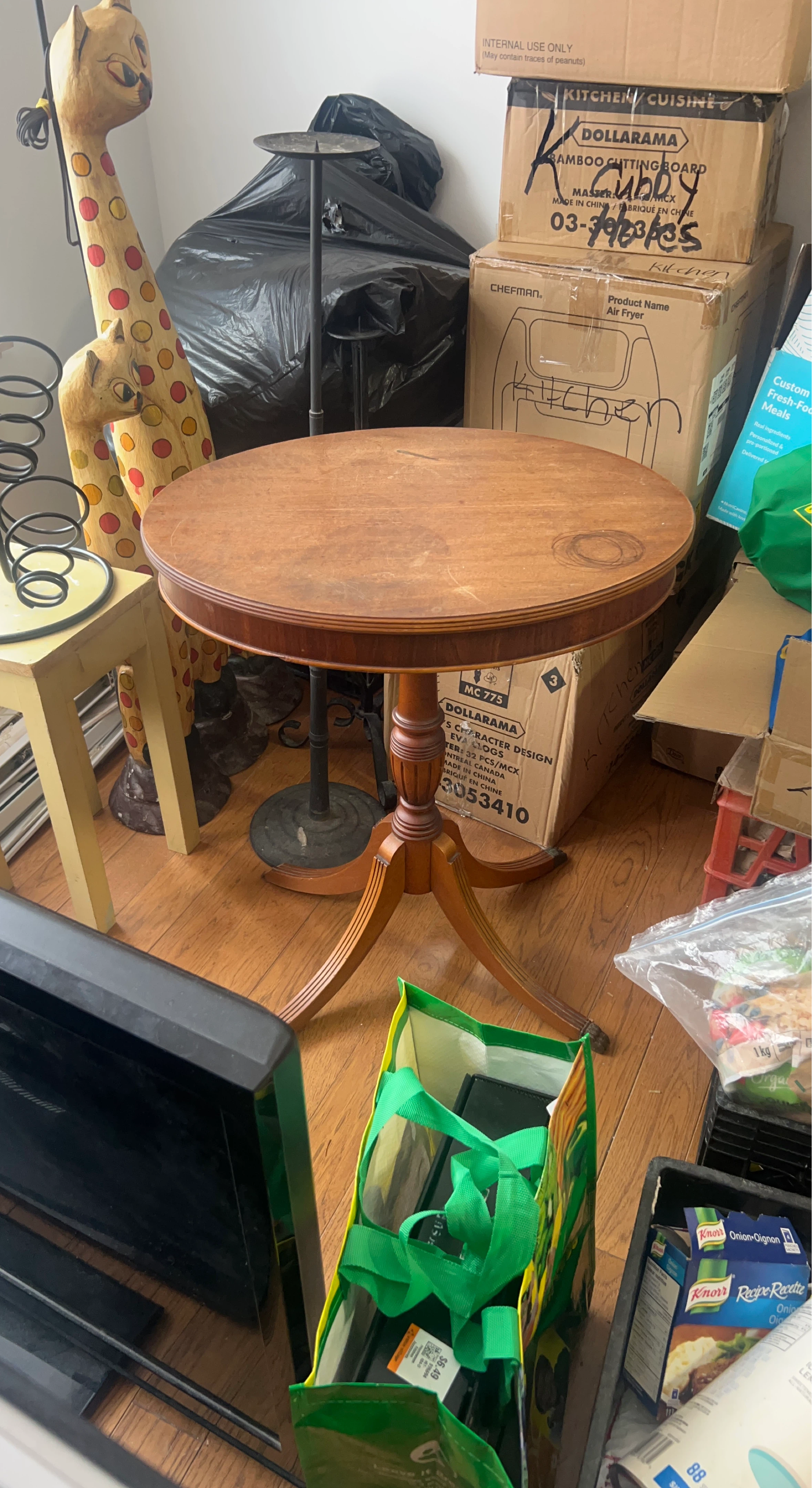 Vintage Wooden Pedestal Table.