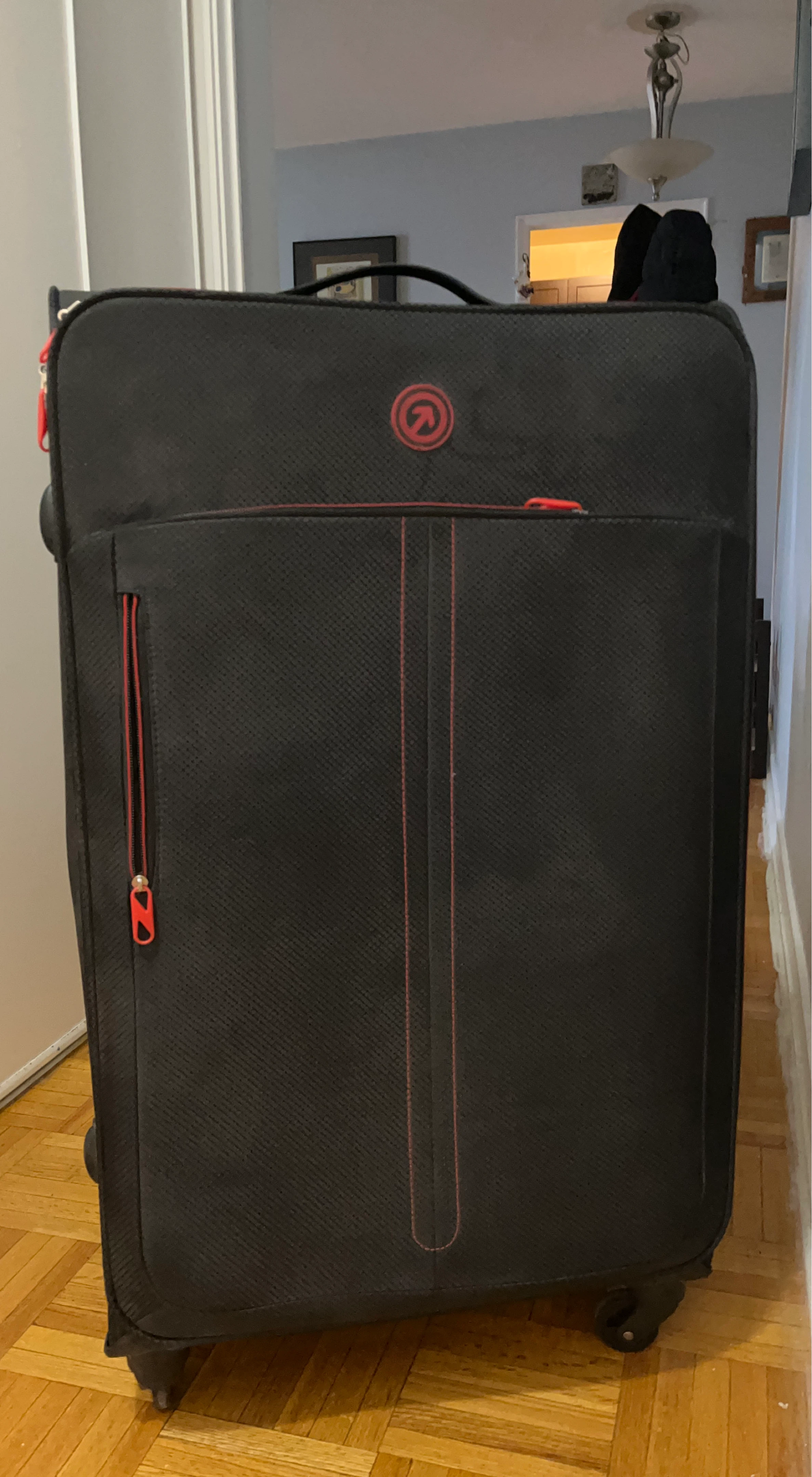Black Carry-On Luggage with Red Accents