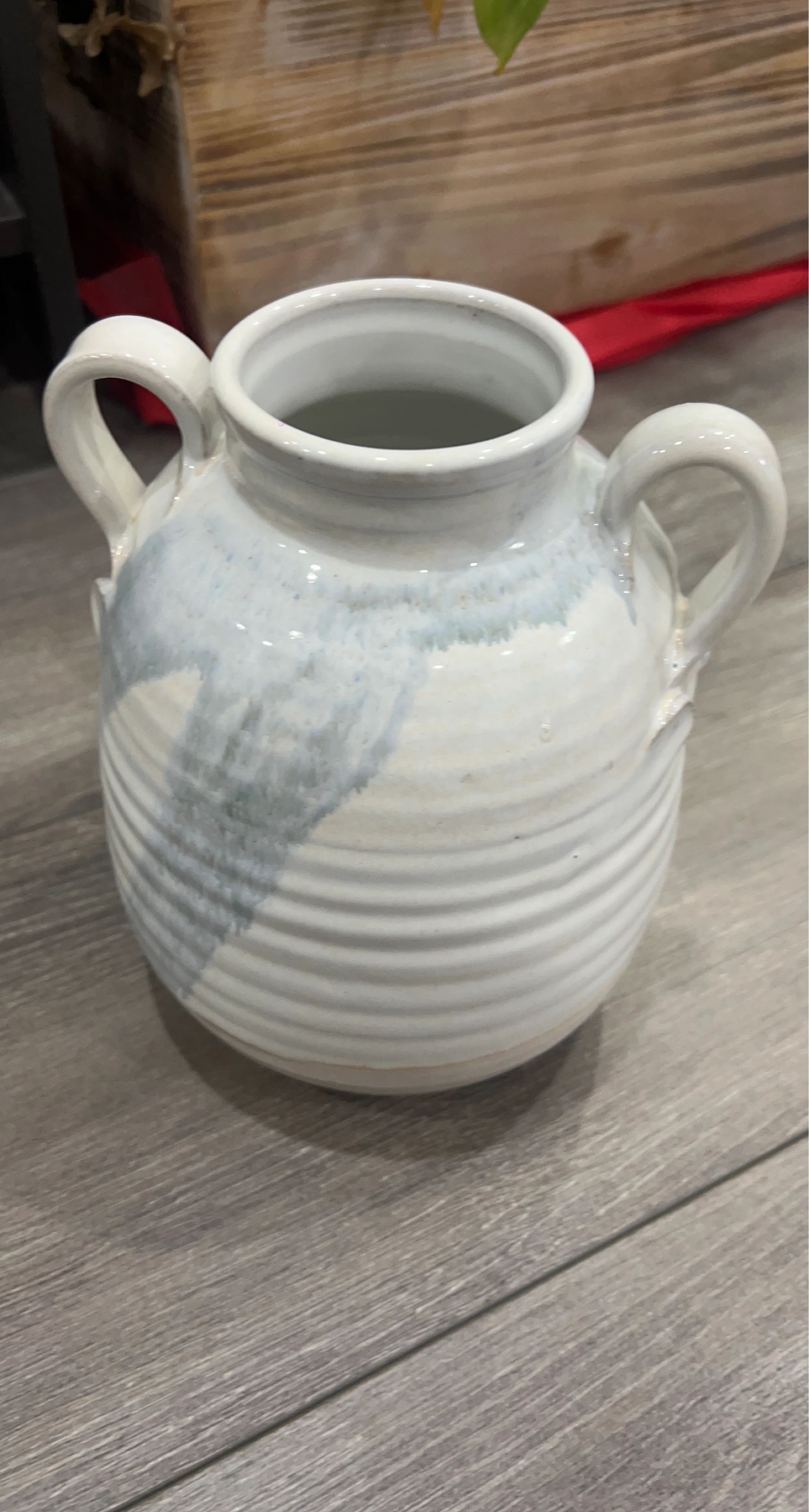 White Ceramic Vase with Handles