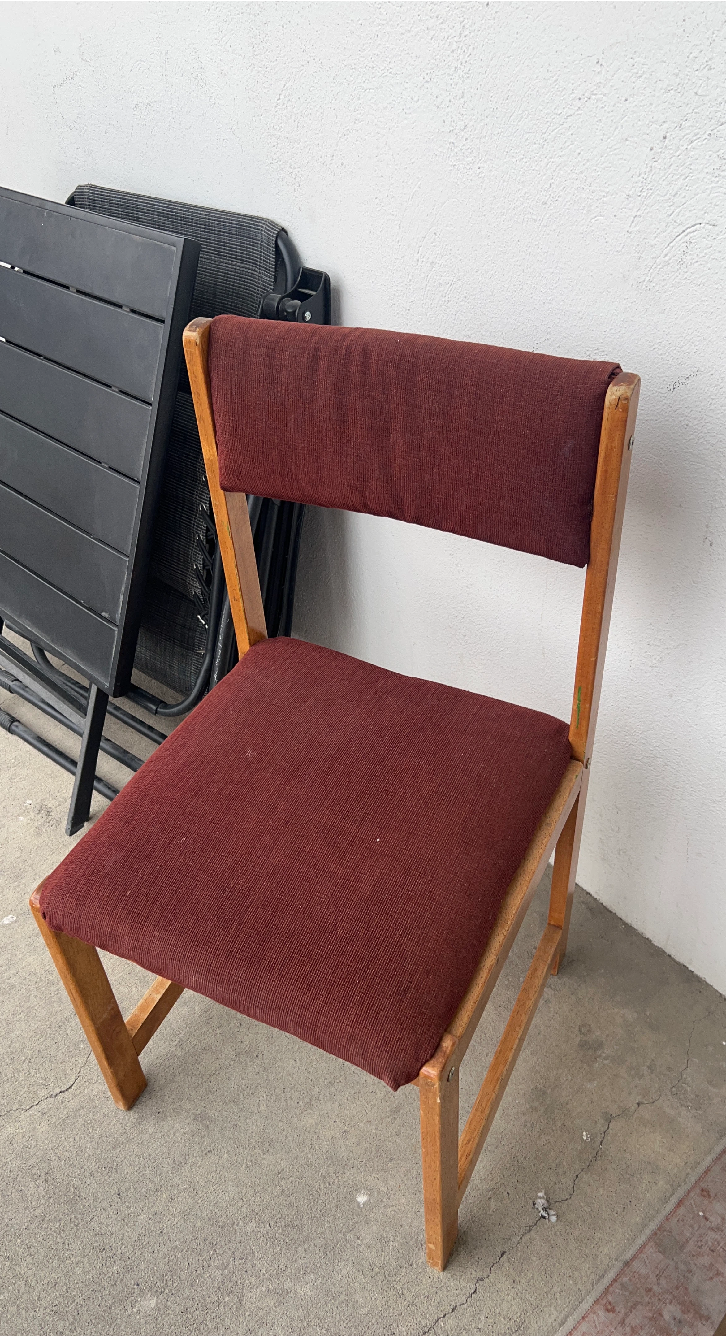 Vintage Wood Frame Upholstered Chair - Burgundy