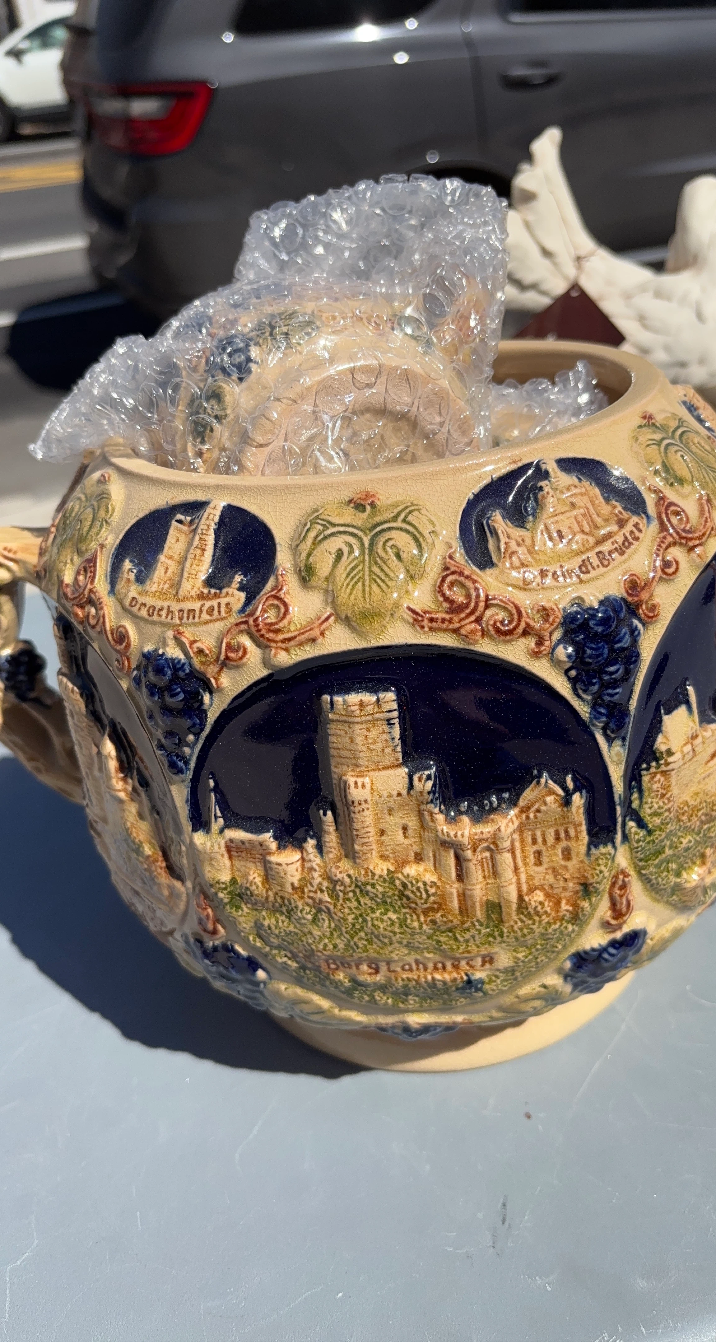 Vintage Ceramic Stein with Castle Motifs