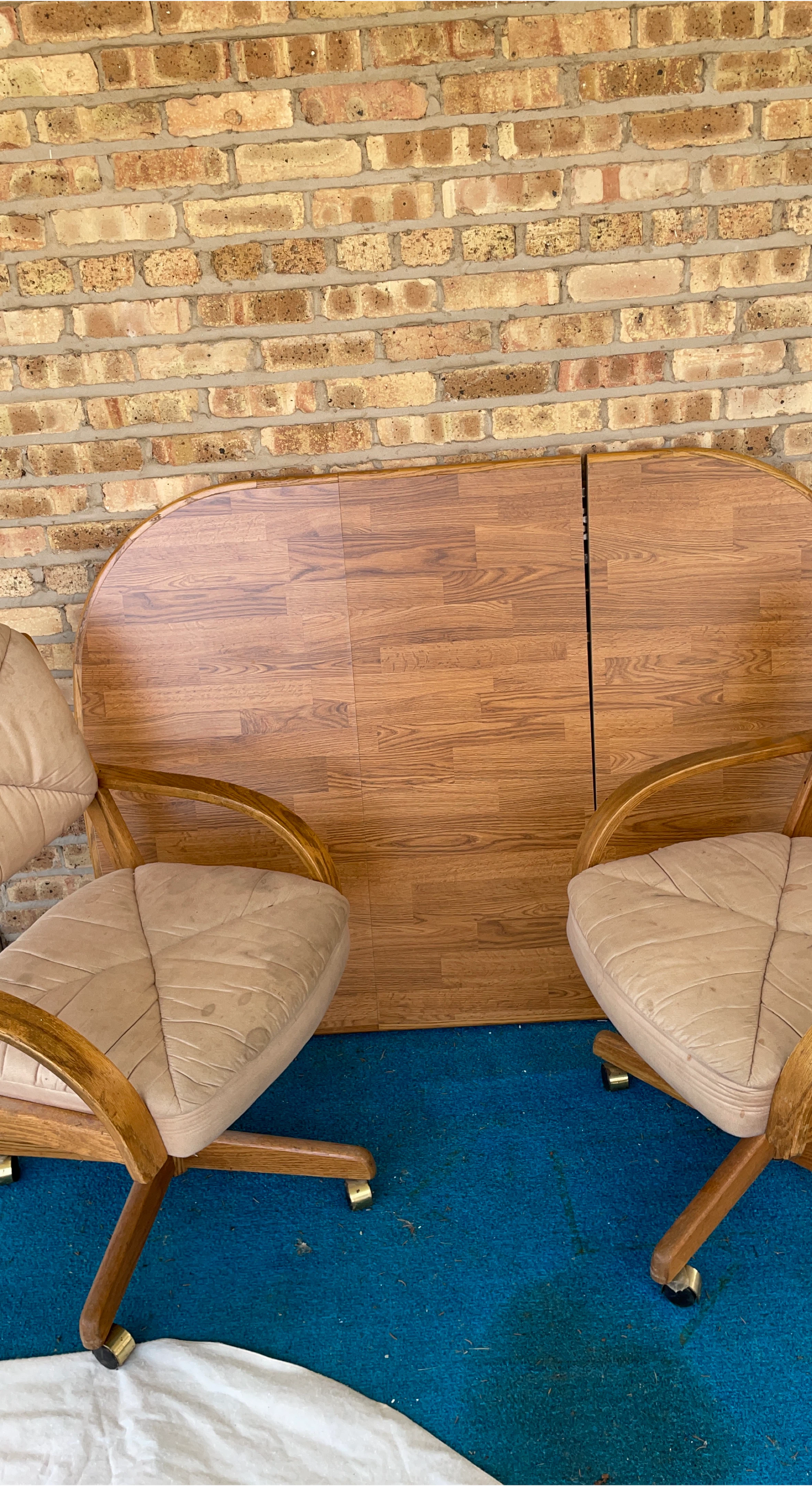Woodgrain Dining Table with 4 Upholstere Chairs