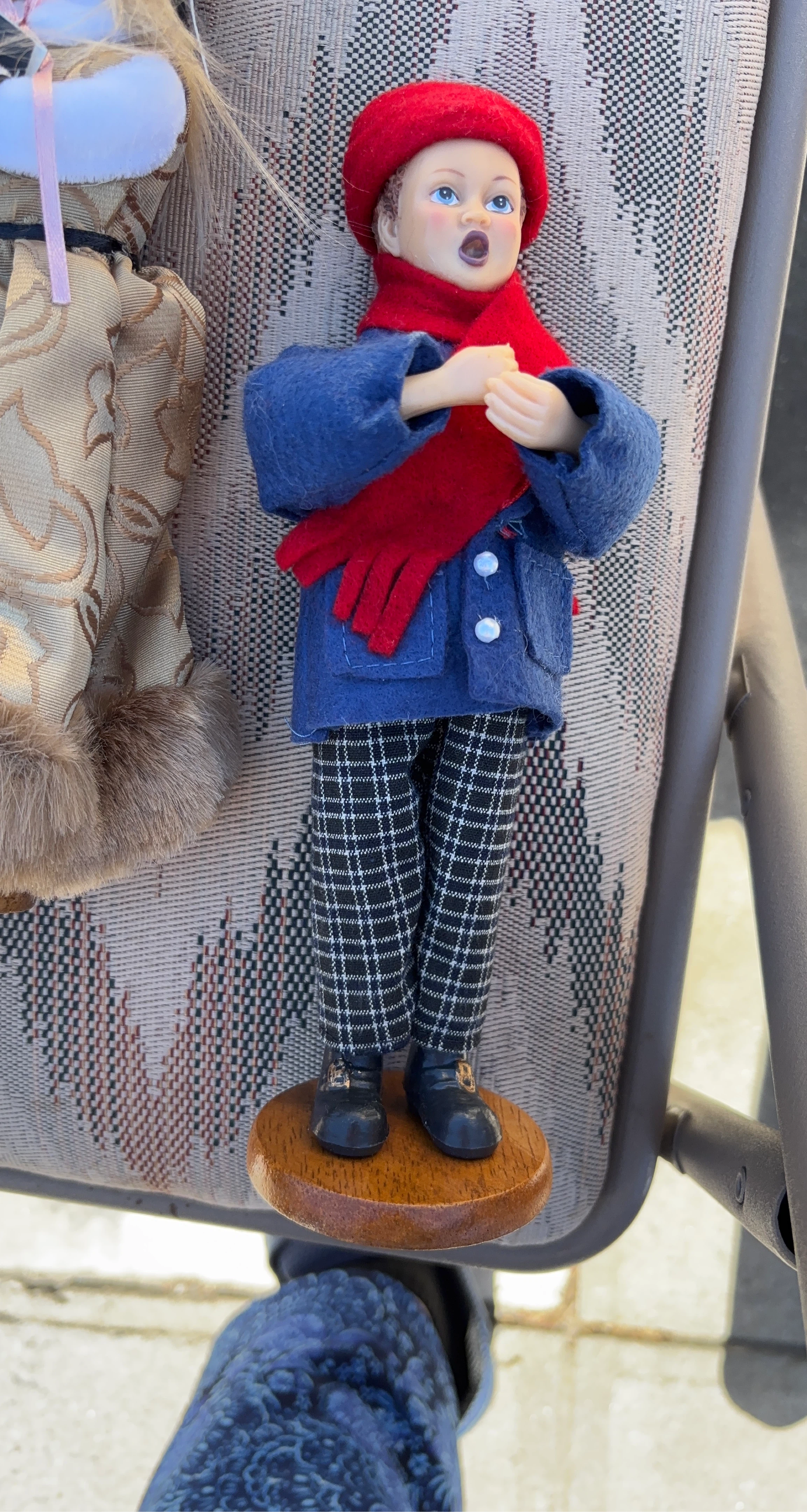 Singer Doll with Red Scarf and Blue Coat