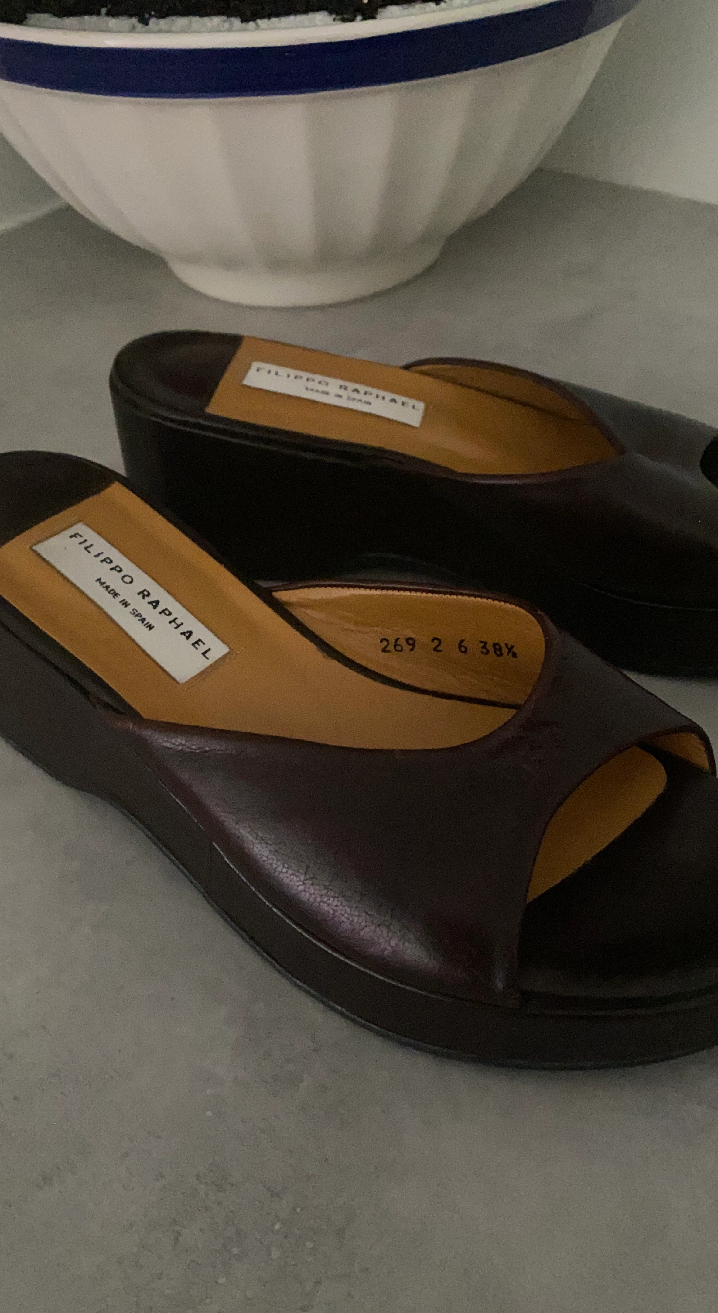 Filippo Raphael Dark Brown Wedge Sandals - Size 38