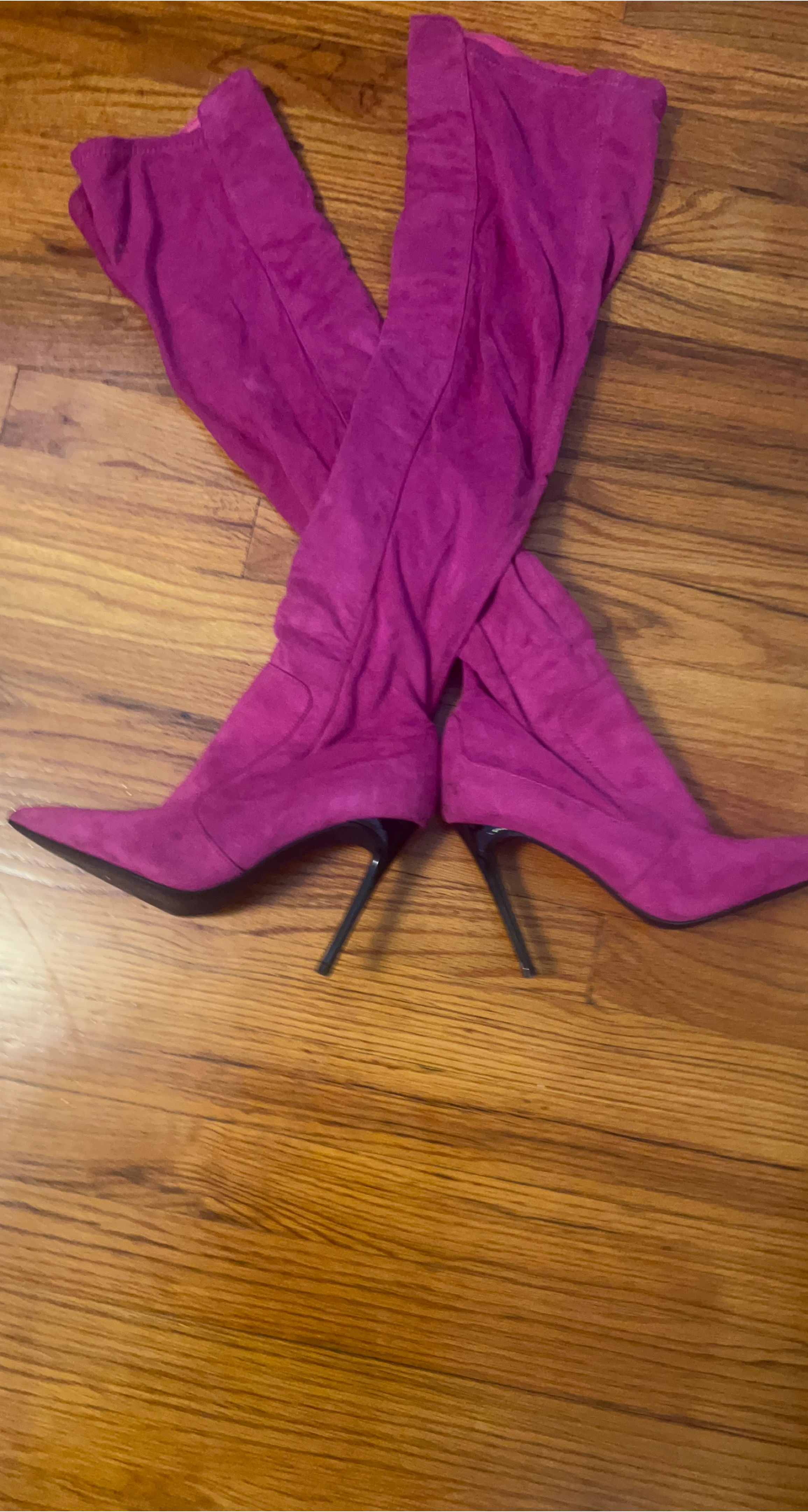 Hot Pink Suede Over-the-Knee Boots
