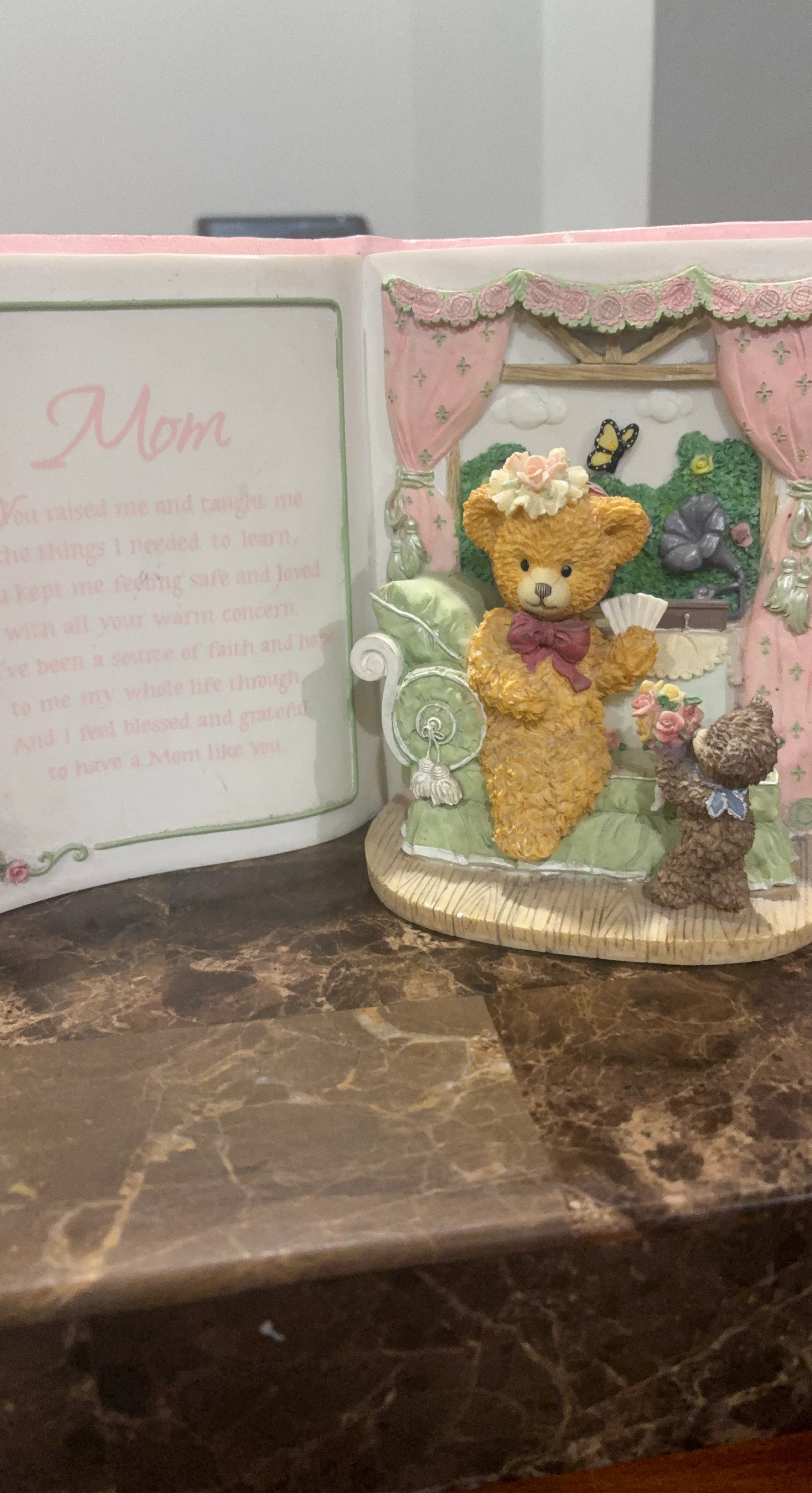 Mom Teddy Bear Figurines with Poem 🌱
