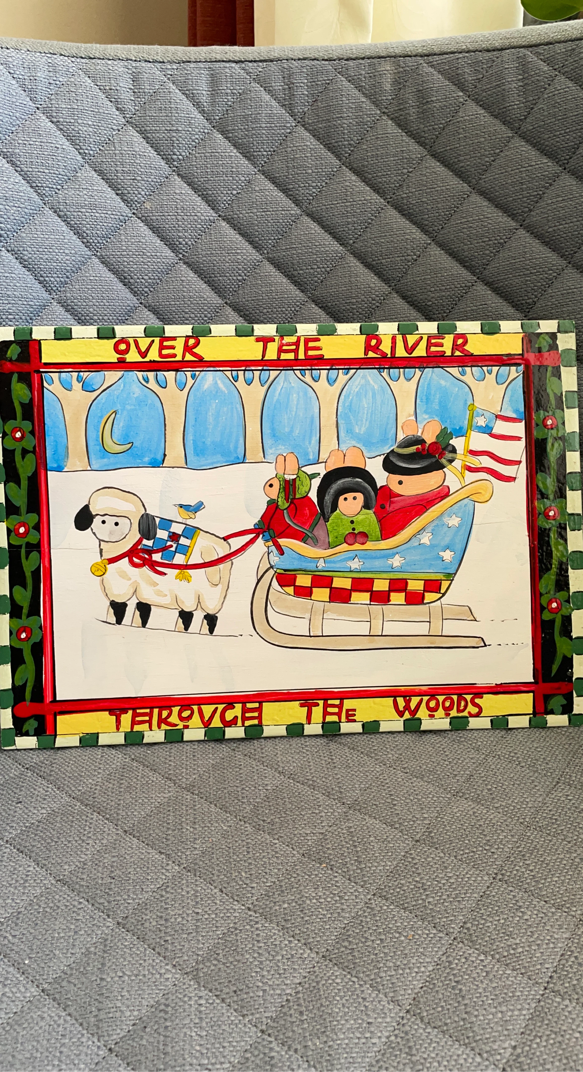 Decorative Plaque "Over The River Through The Woods"