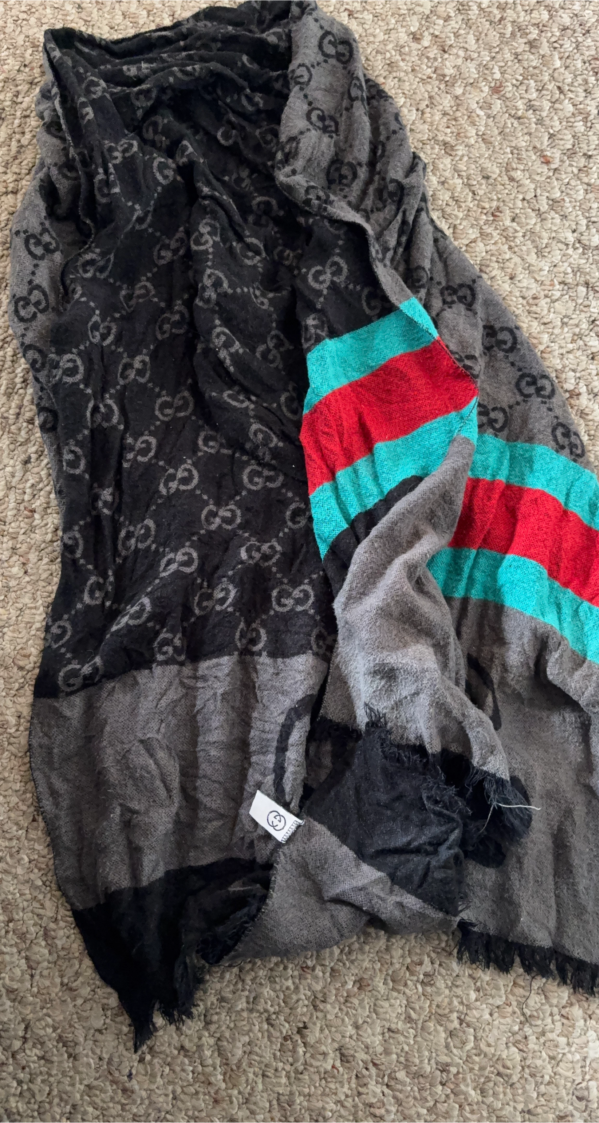 Gucci Scarf GG Monogram with Red/Green Stripe