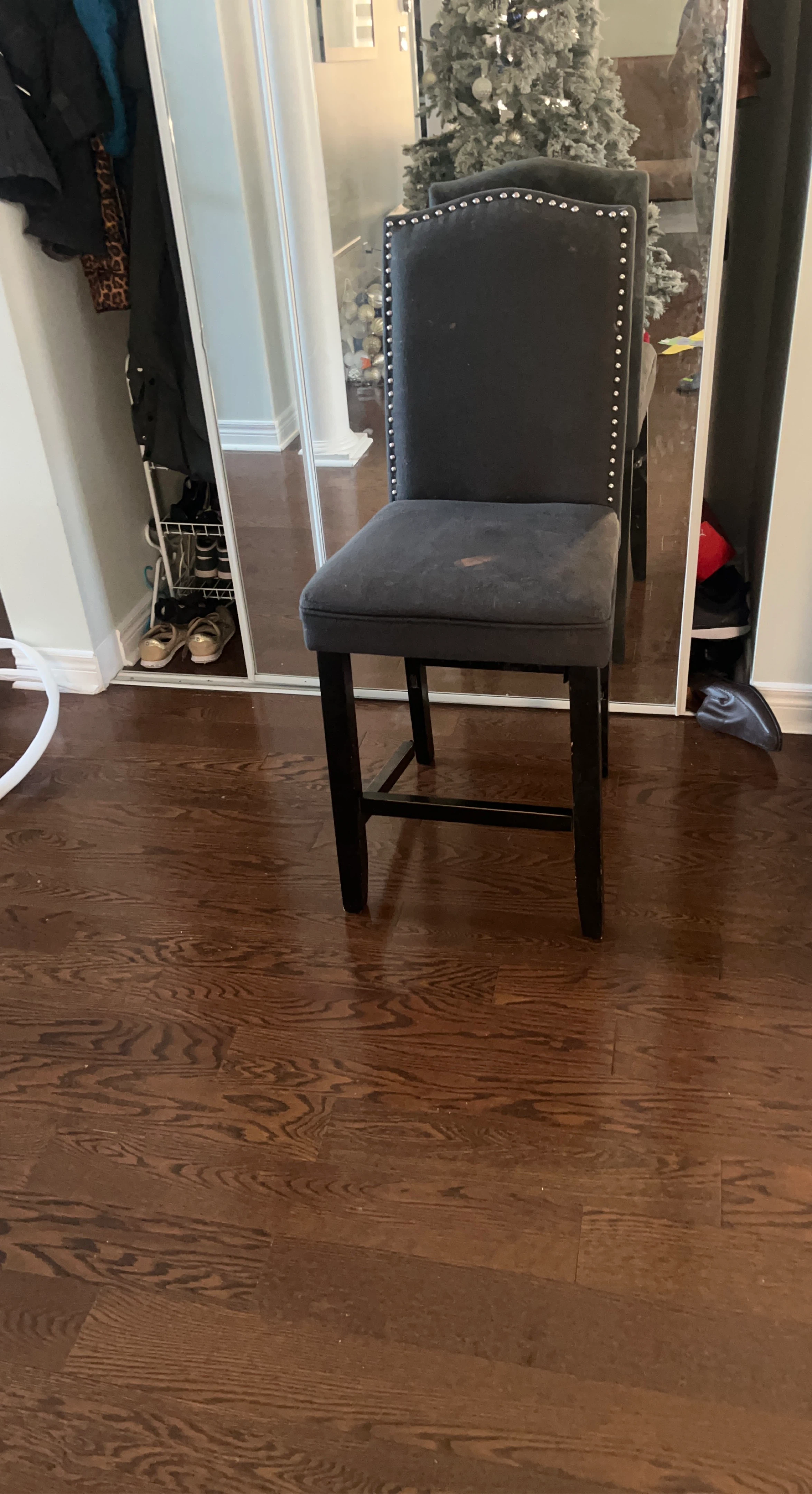 Dark Grey Upholstered Bar Stool